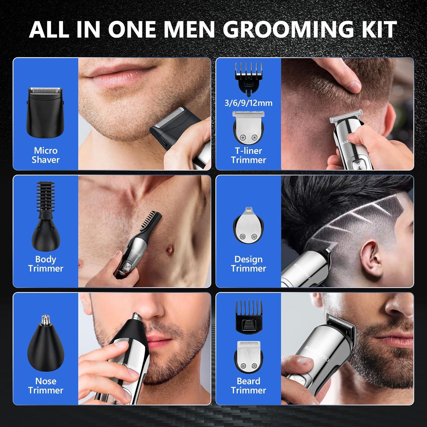 Waterproof Electric Beard Trimmer For Men, Cordless Hair Clippers Shavers Men Grooming Kit Gifts Men Husband Father - View #9