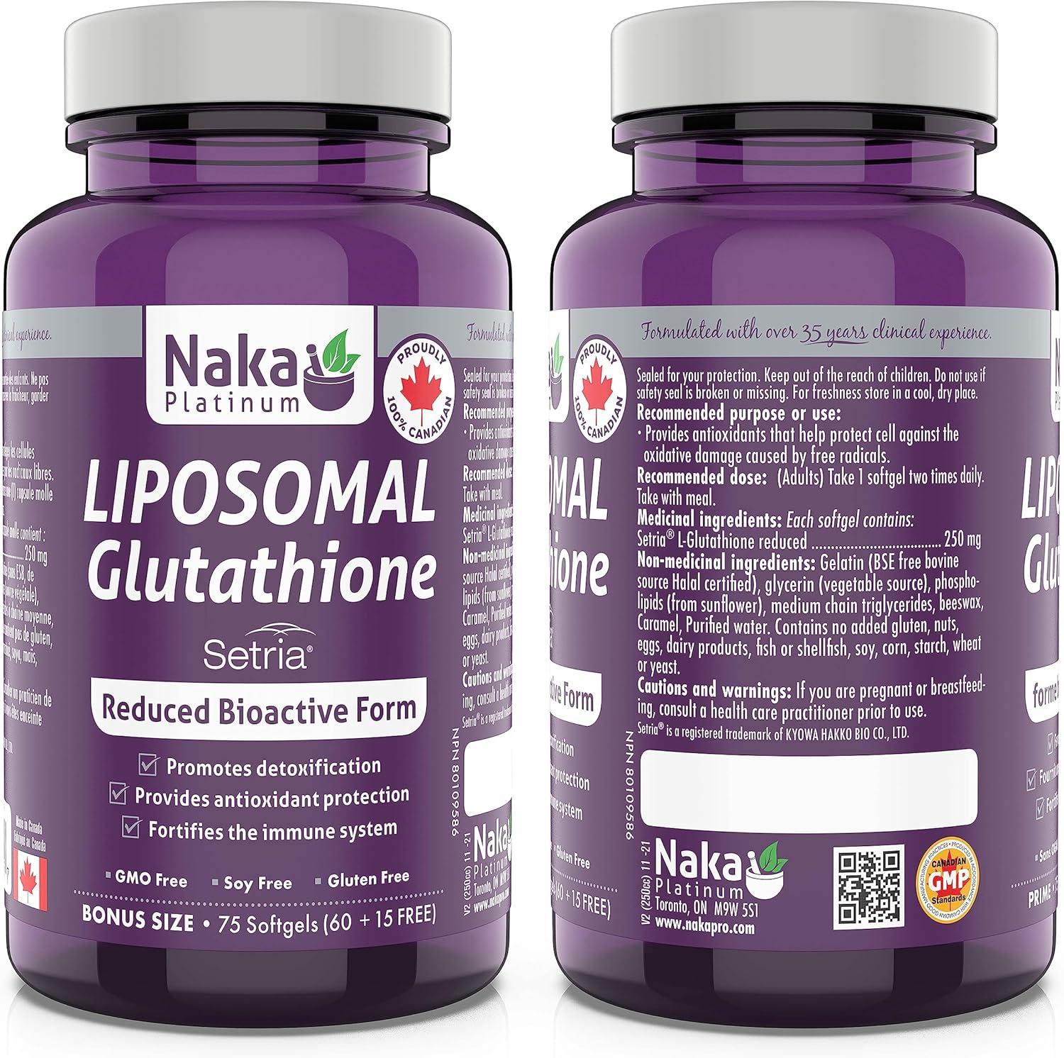naka glutathione Naka Platinum LIPOSOMAL Glutathione - Setria Reduced Bioactive Form  (Setria) | Buy Now with Express International Delivery