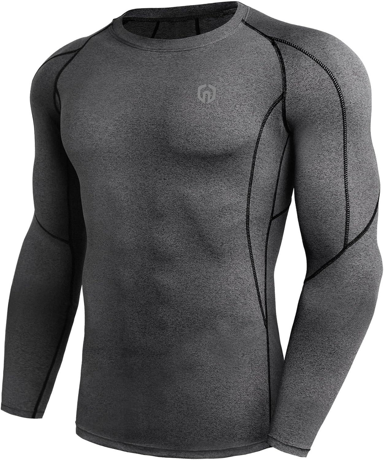 NELEUS Men's 3 Pack Dry Fit Long Sleeve Compression Shirts Workout