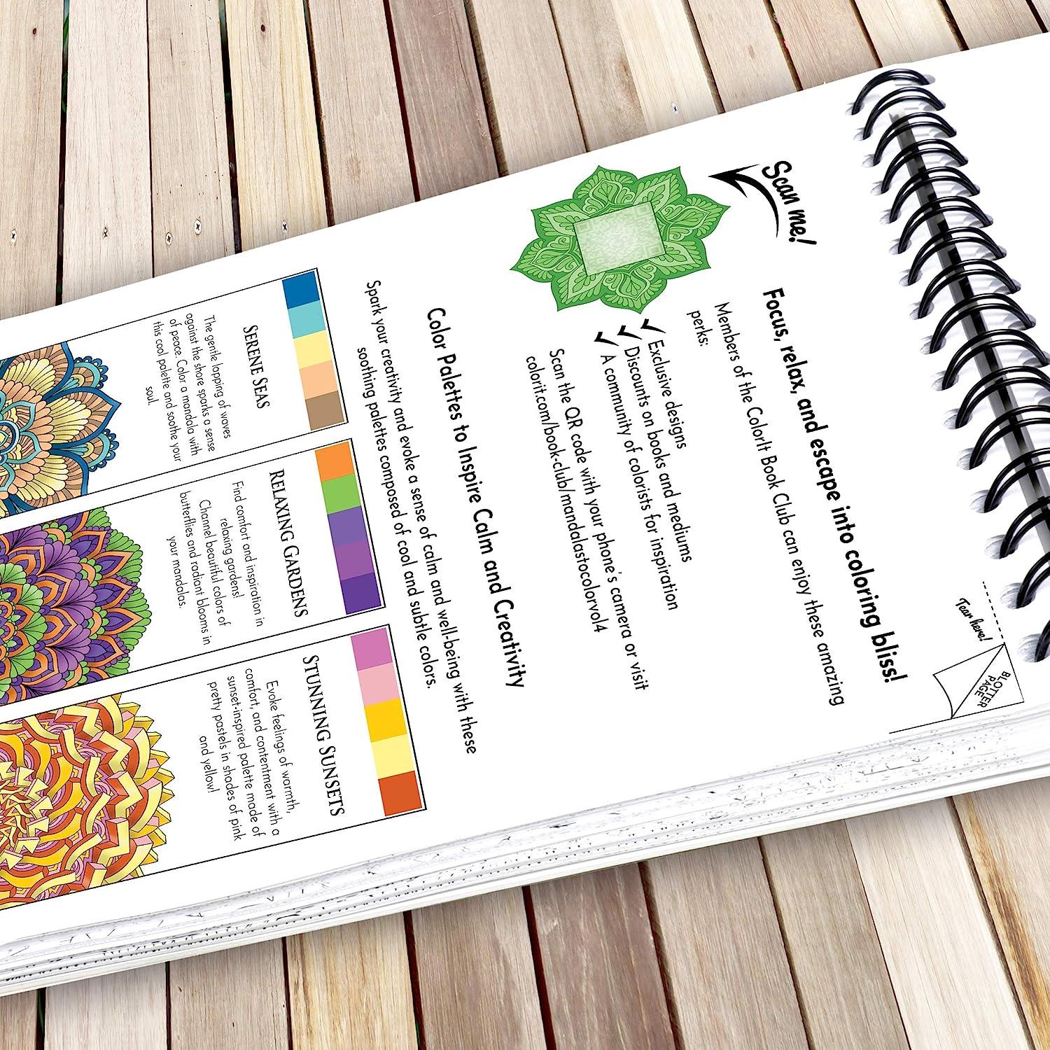 ColorIt Mandalas to Color Volume IV Coloring Book for Adults Relaxation, 50  Single-Sided Designs, Thick Smooth Paper, Spiral Binding, USA Printed, Lay  Flat Hardback Book Covers, Ink Blotter Paper