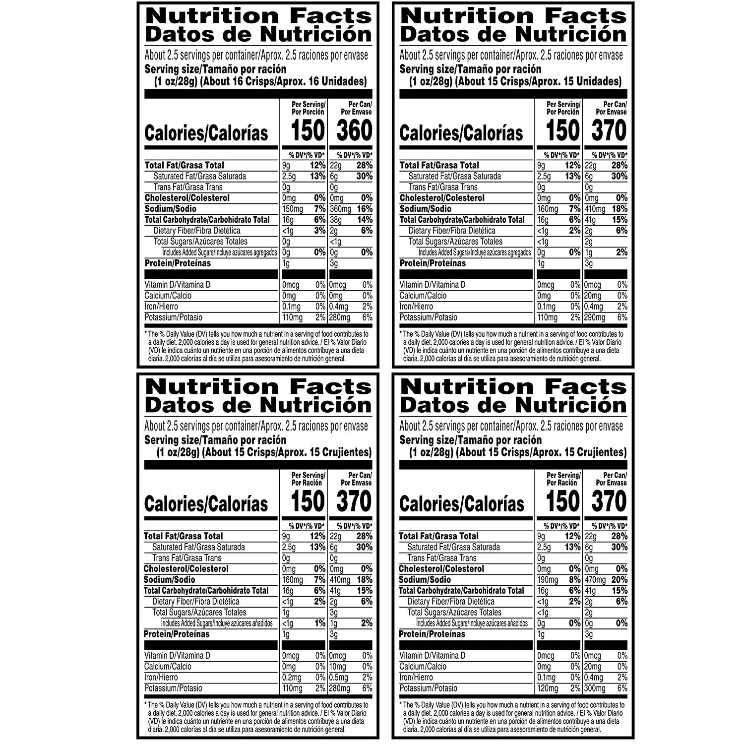 Pringles Potato Crisps Chips, Bulk Lunch Snacks, Office and Kids Snacks, Variety Pack, 2.5 Ounce