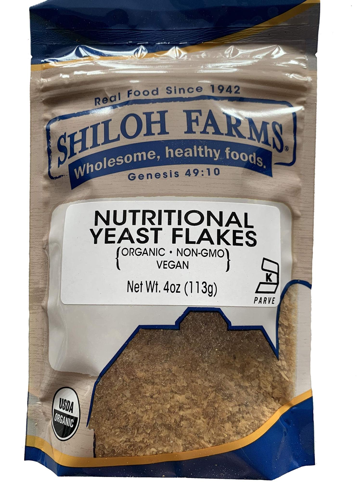 Shiloh Farms Organic Nutritional Yeast Flakes 4 Ounce Bag Vegan