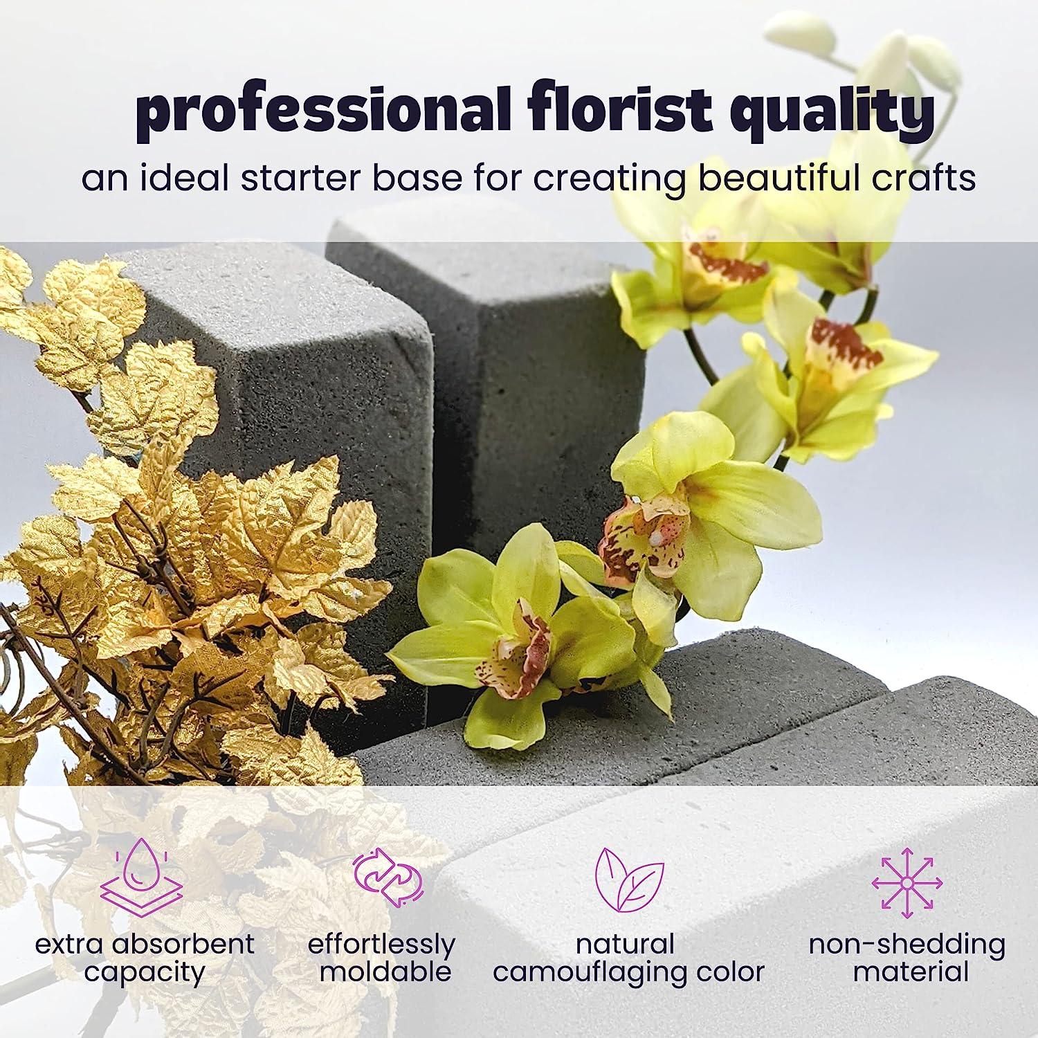 FUNSTITUTION Floral Foam Blocks Set of 4 Dry Foam Bricks for Artificial and  Fresh Flower Arrangements, Gray 