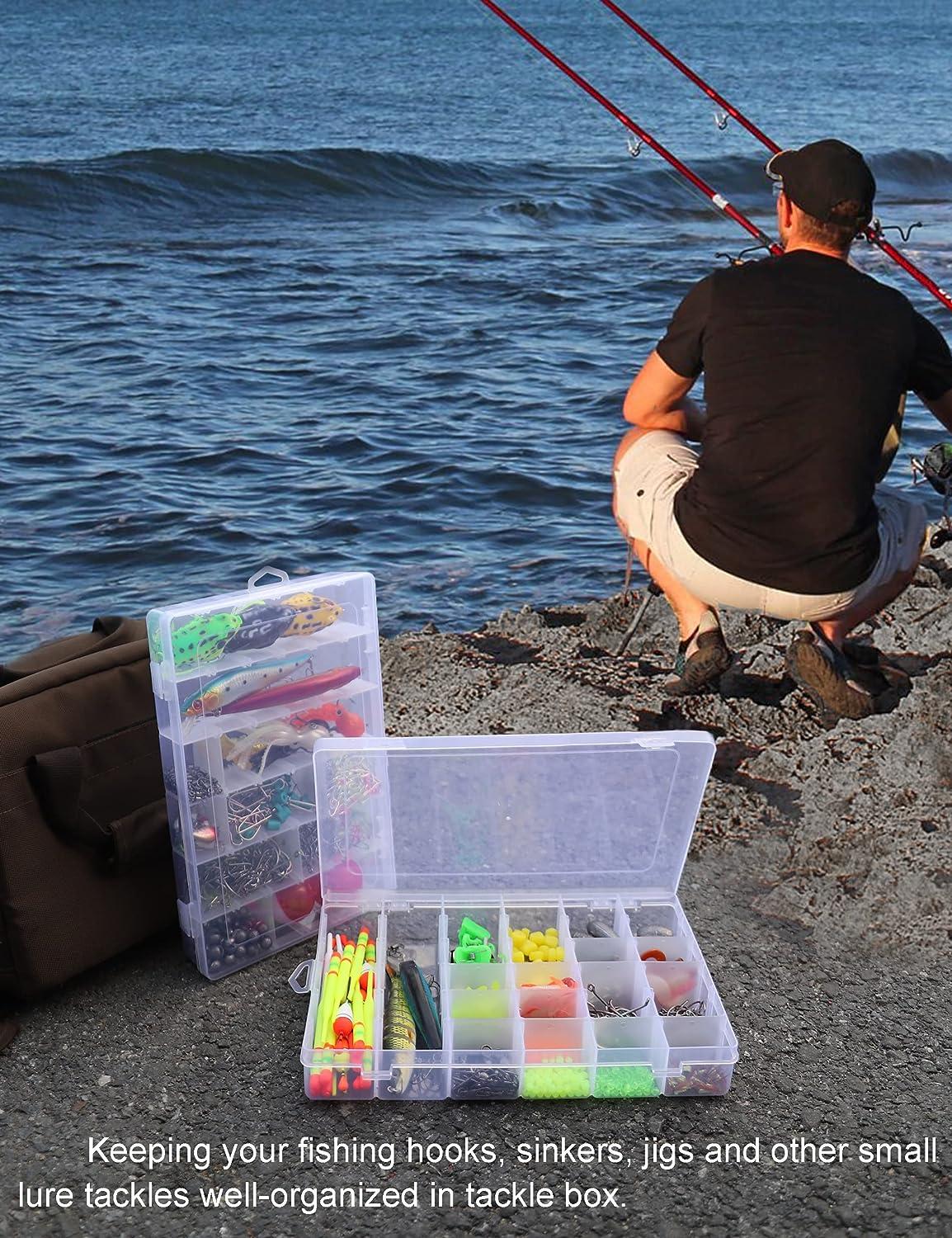 4 Pack 5 Grid Clear Plastic Fishing Tackle Bait Hooks Storage Box