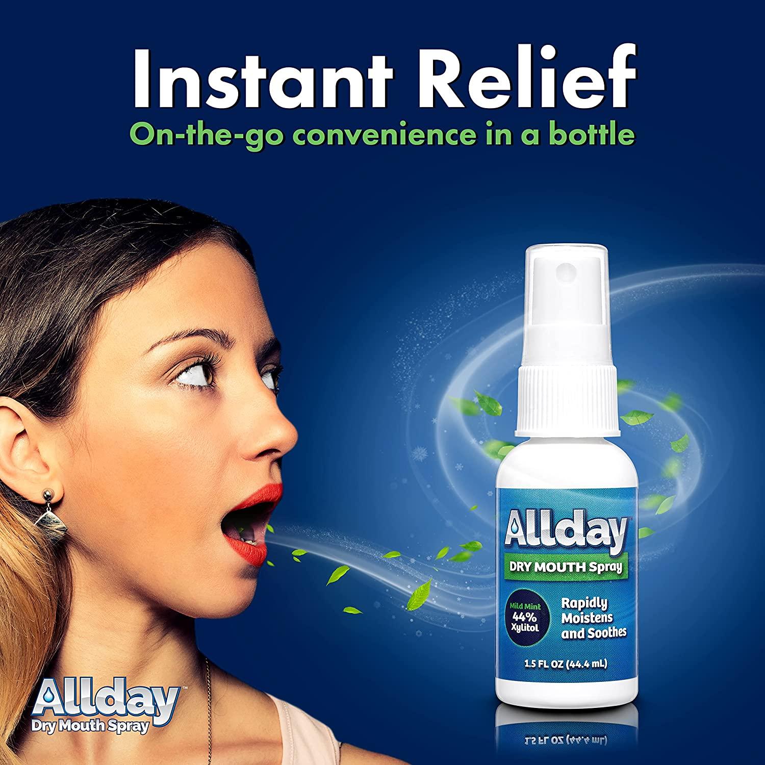 Allday Dry Mouth Spray Maximum Strength Xylitol, Fast Acting, Non
