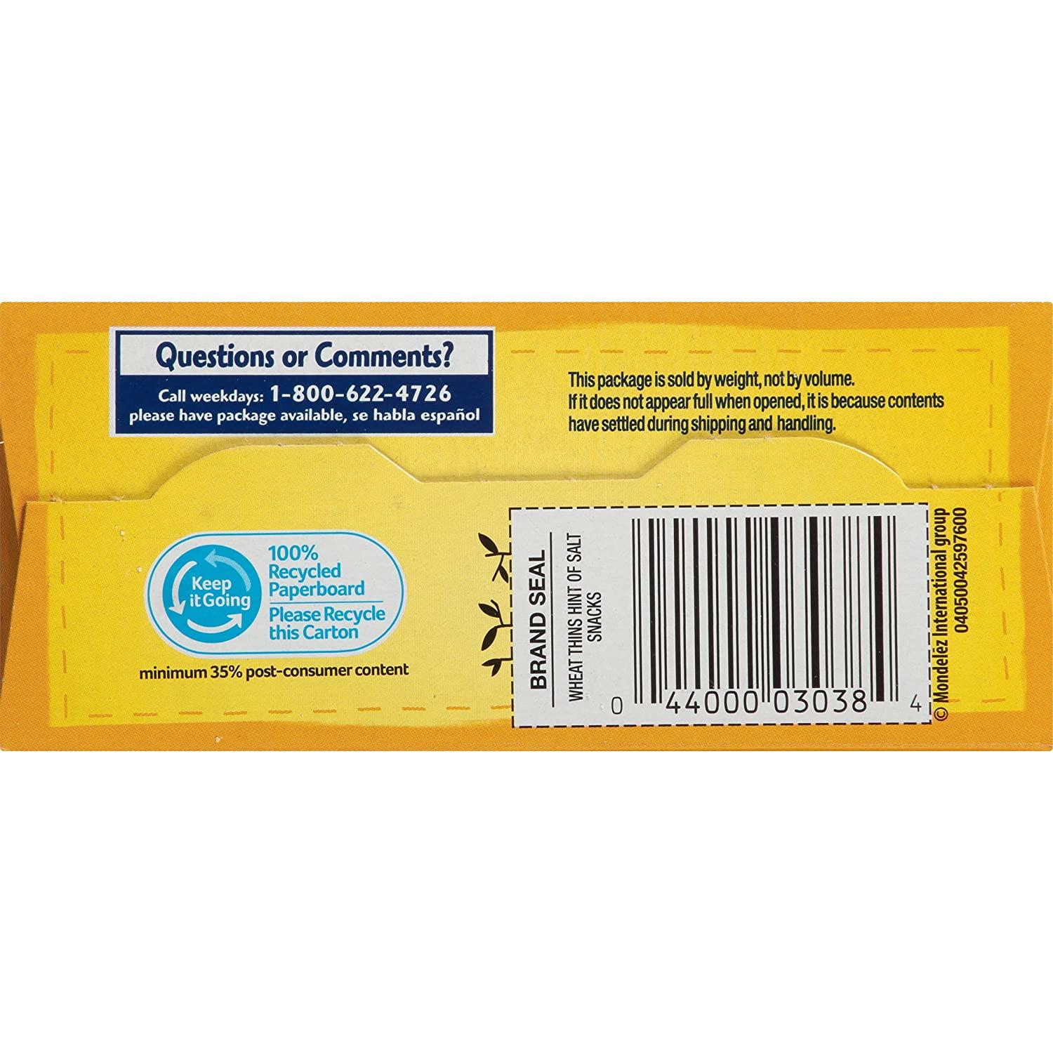 Wheat Thins Hint of Salt Whole Grain Low Sodium Crackers, 9.1 oz