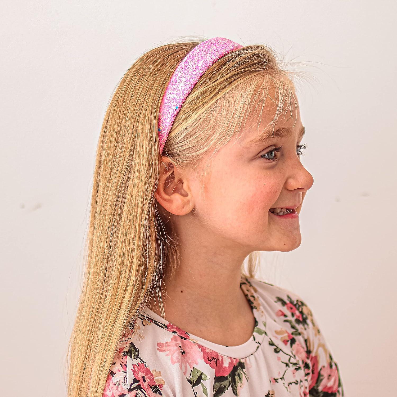 FROG SAC Pink Glitter Headbands for Girls Sparkly Hair
