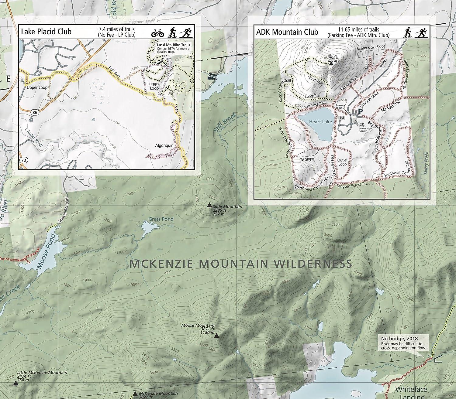 Lake Placid Saranac Lake Winter Trails Map Adirondacks High