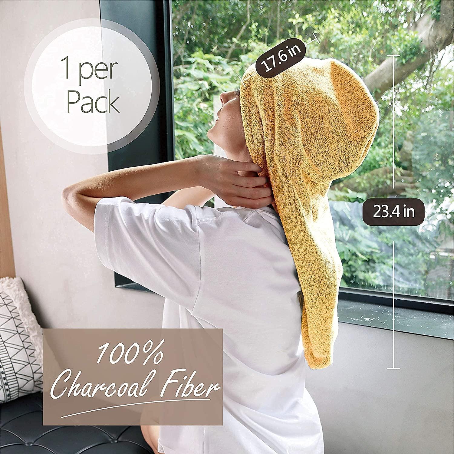 Luxury AntiFrizz Hair Towel Wrap Quick Drying Charcoal Fiber Turban