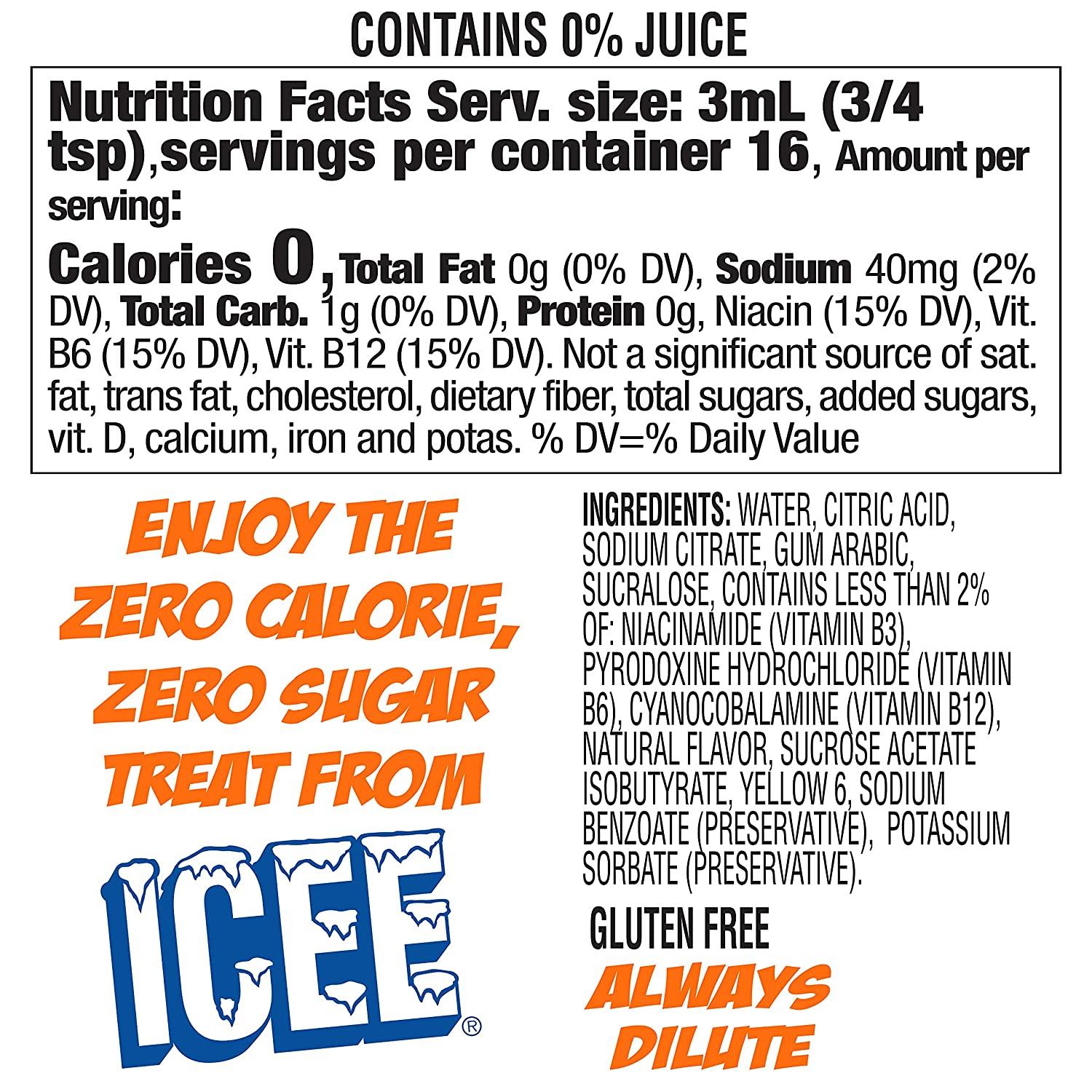 ICEE Zero Calorie Orange Liquid Water Enhancer Drink Mix, Natural
