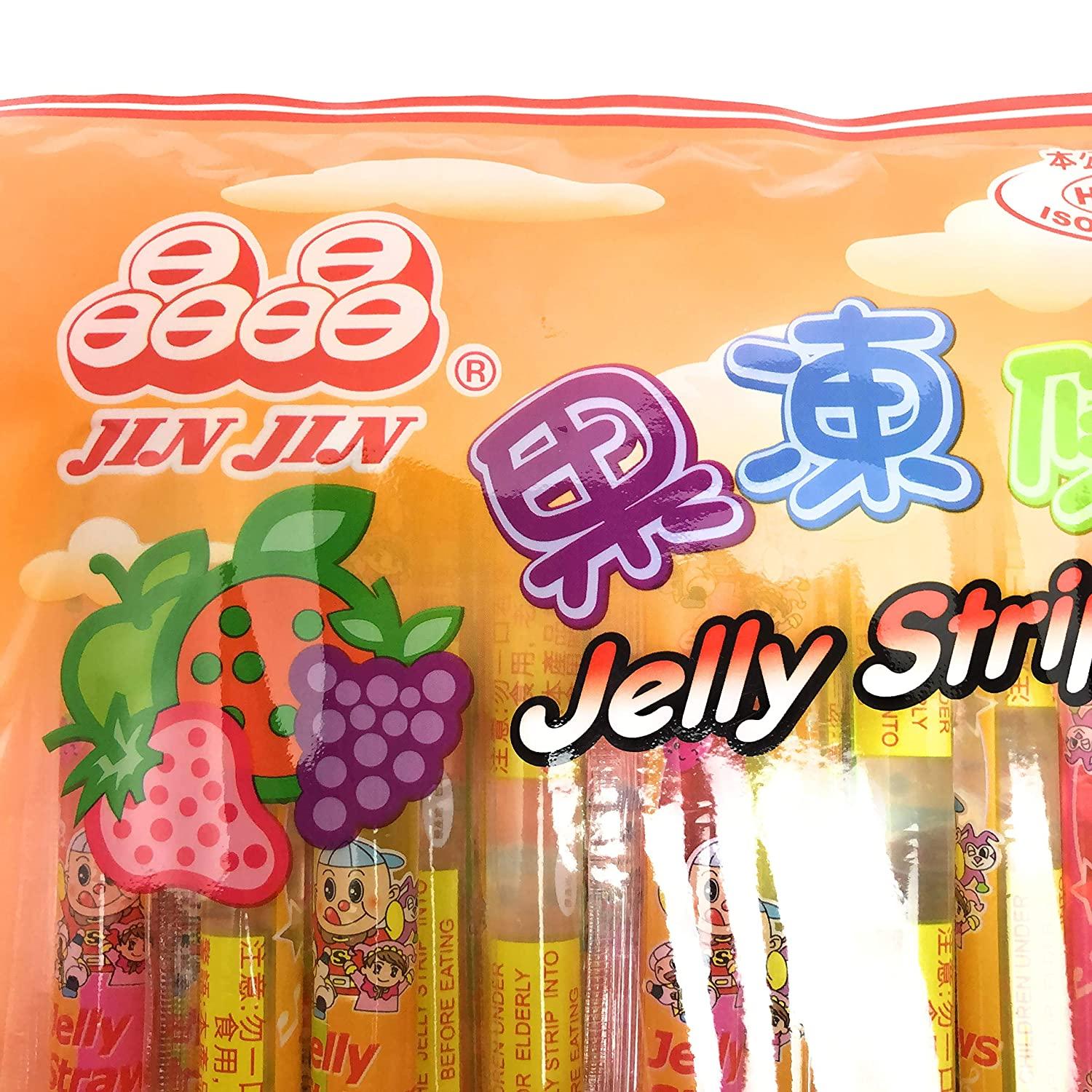Jin Jin - Jelly Strip (Jelly Filled Straws in Assorted Flavors) - Net Wt.  14.1 Oz. 14.7 Ounce (Pack of 1)
