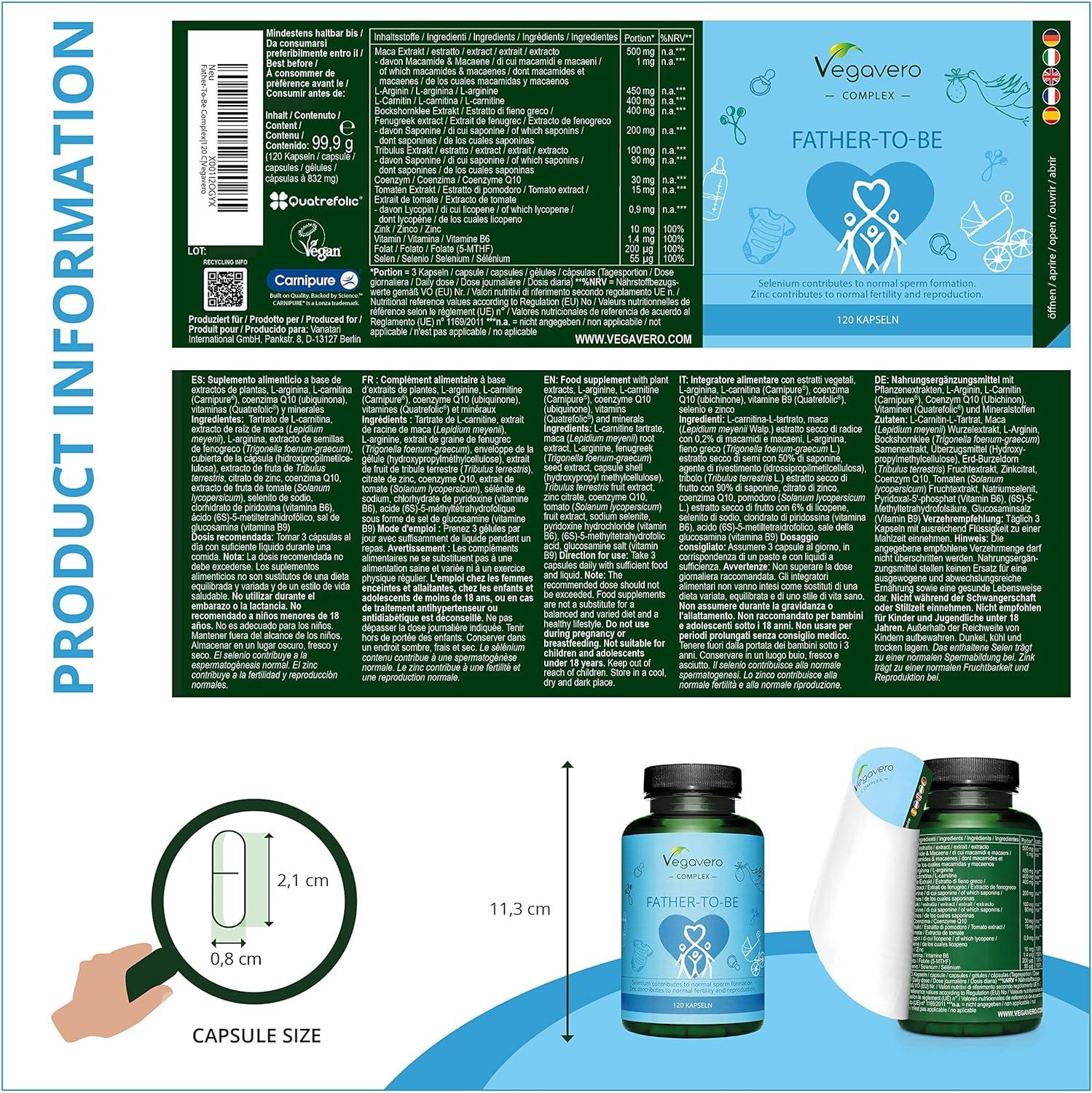 Male Fertility Supplement | Vegavero | 120 Capsules | Conception Vitamins  for Men with Maca, Tribulus, Zinc, L-Arginine & More | Vegan | Buy Now with  Express International Delivery
