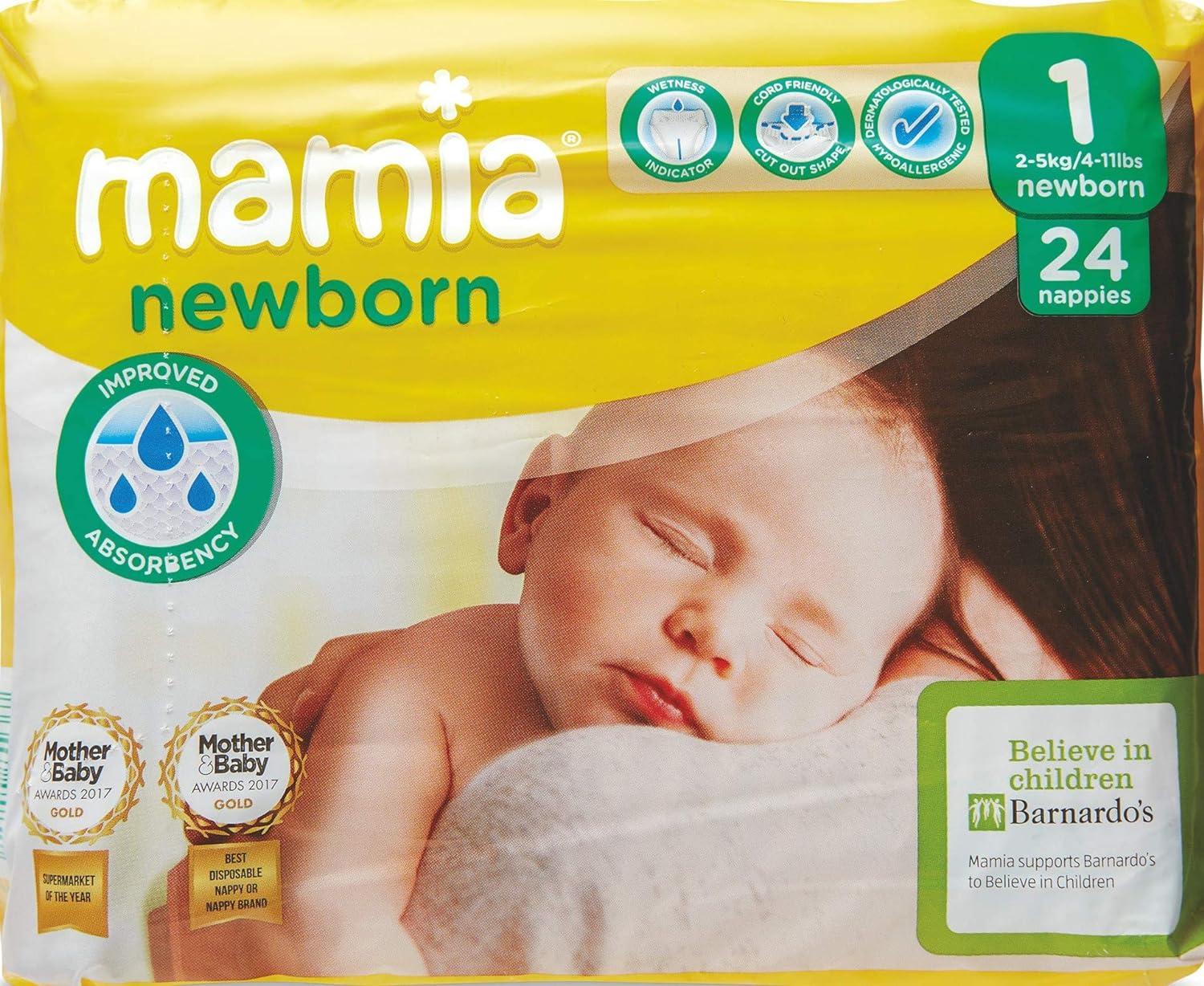 ALDI Mamia Newborn Nappies Size 1 2 x Packs of 24 (48 Nappies) 48 Count