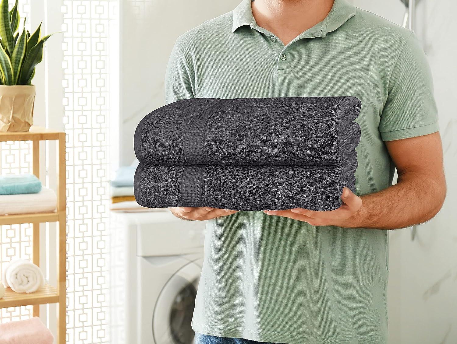 Utopia Towels - Luxurious Jumbo Bath Sheet (35 x 70 Inches, Grey) - 600 GSM 100% Ring Spun Cotton Highly Absorbent and Quick
