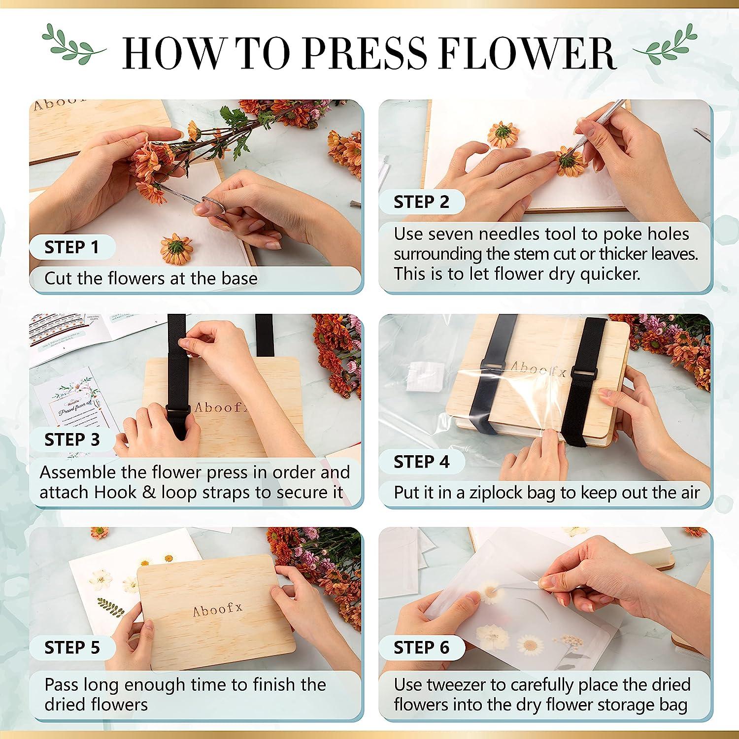 Aboofx Flower Press Kit, Large Wooden Flower Pressing Kit for Adults Kids,  6 Layers 6.3 x 8.3 Inch Flower Press Leaf Pressing Kit to Making Dried