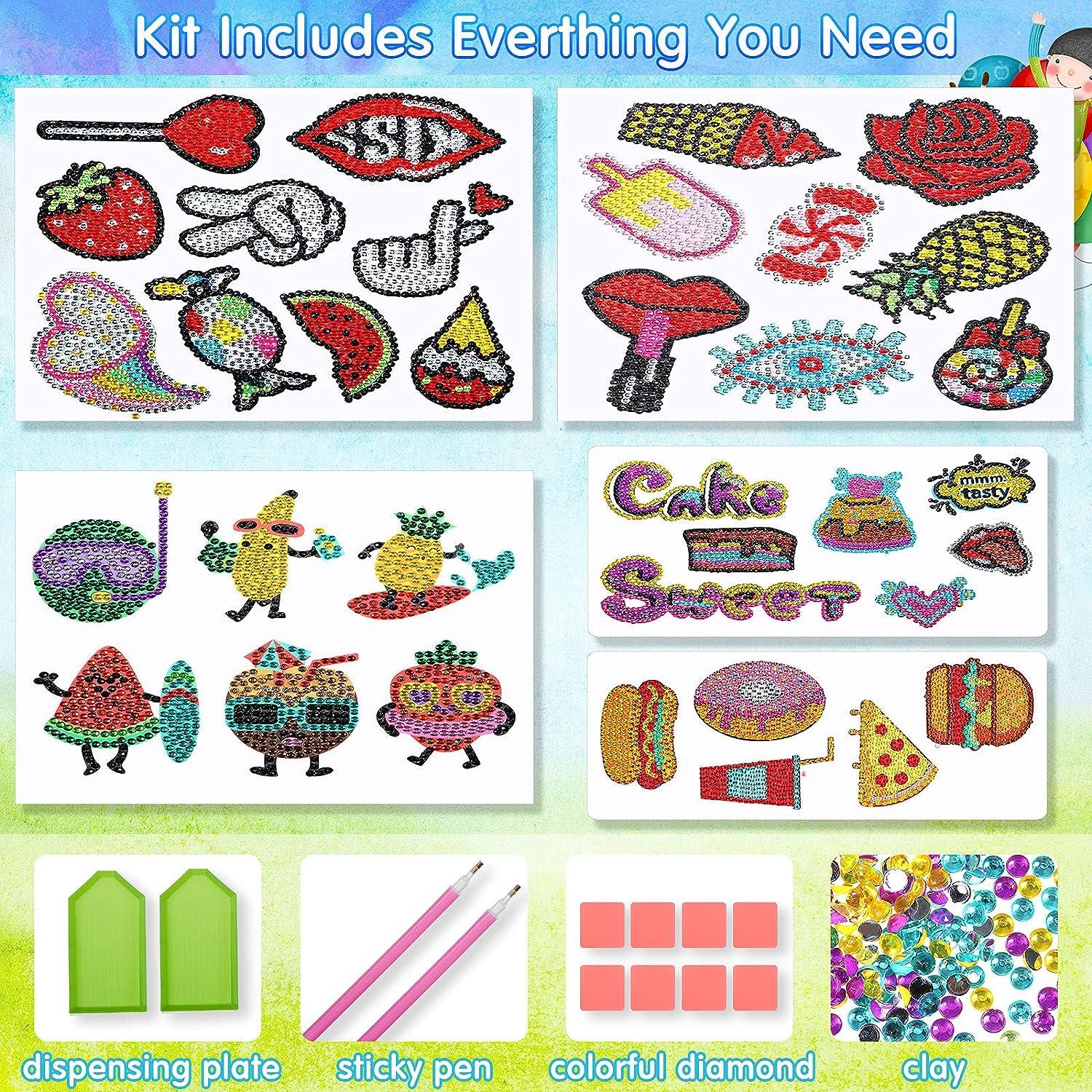HFCBO Gem Diamond Painting Kits for Kids-Arts and Crafts for Girls & Boys  Ages 6-8 8-10 10-12-Make Your Own Stickers and Suncatchers((Sweets)