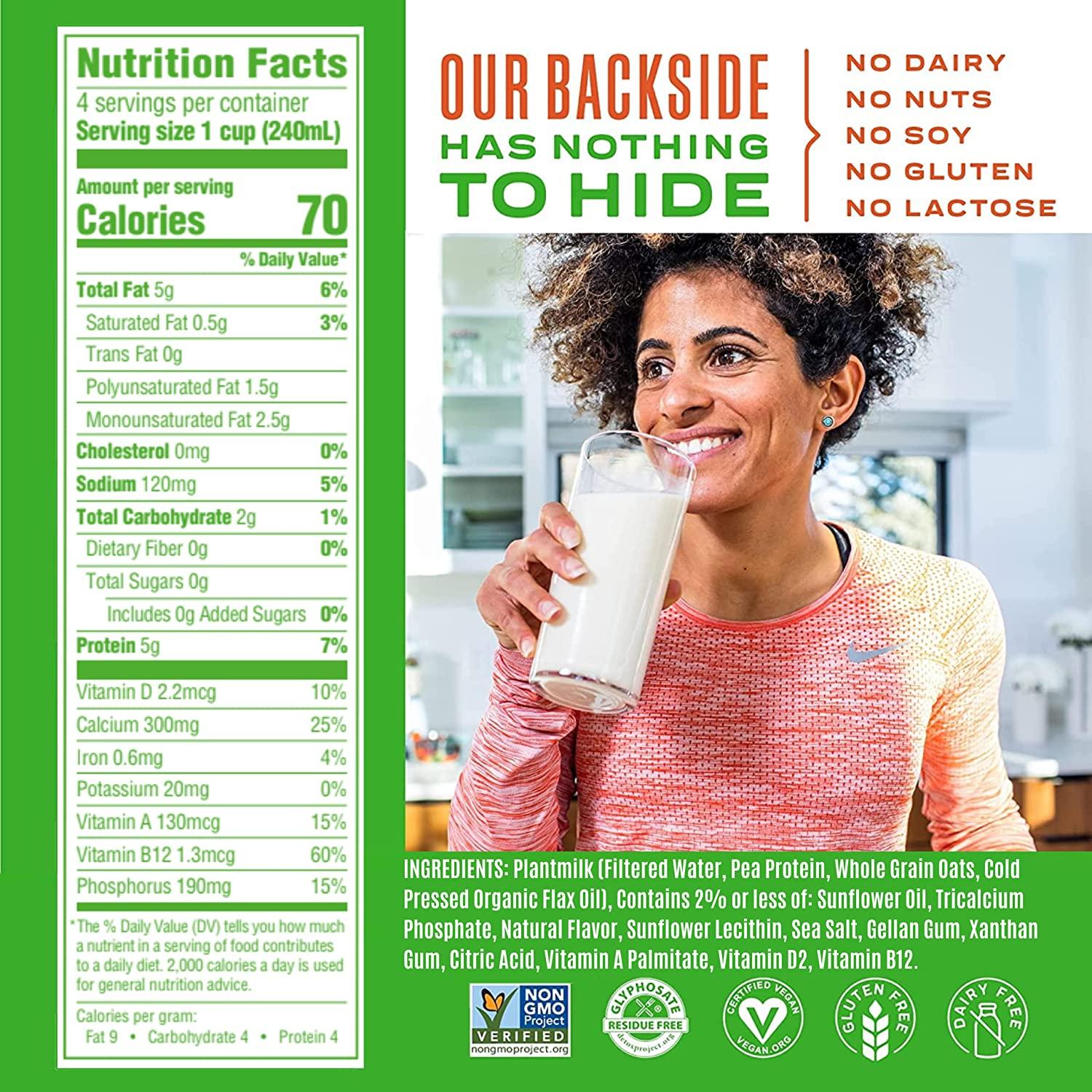 Good Karma Unsweetened Oat Milk Plus Protein and Omega3, 32 Ounce (Pack of 6), PlantBased Non