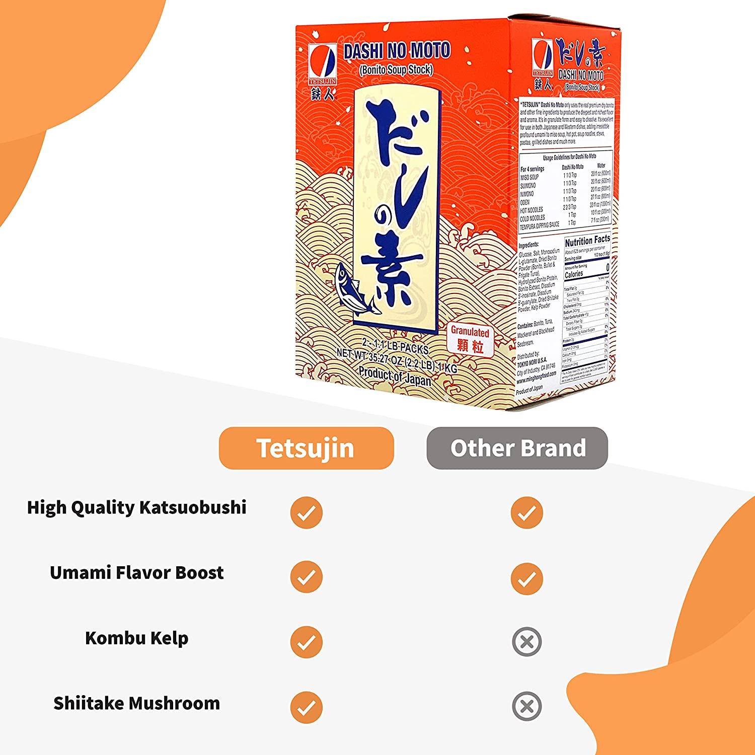 TETSUJIN Umami Dashi Powder 2.2 LB (2 x 1.1LB) Instant Dashi Stock