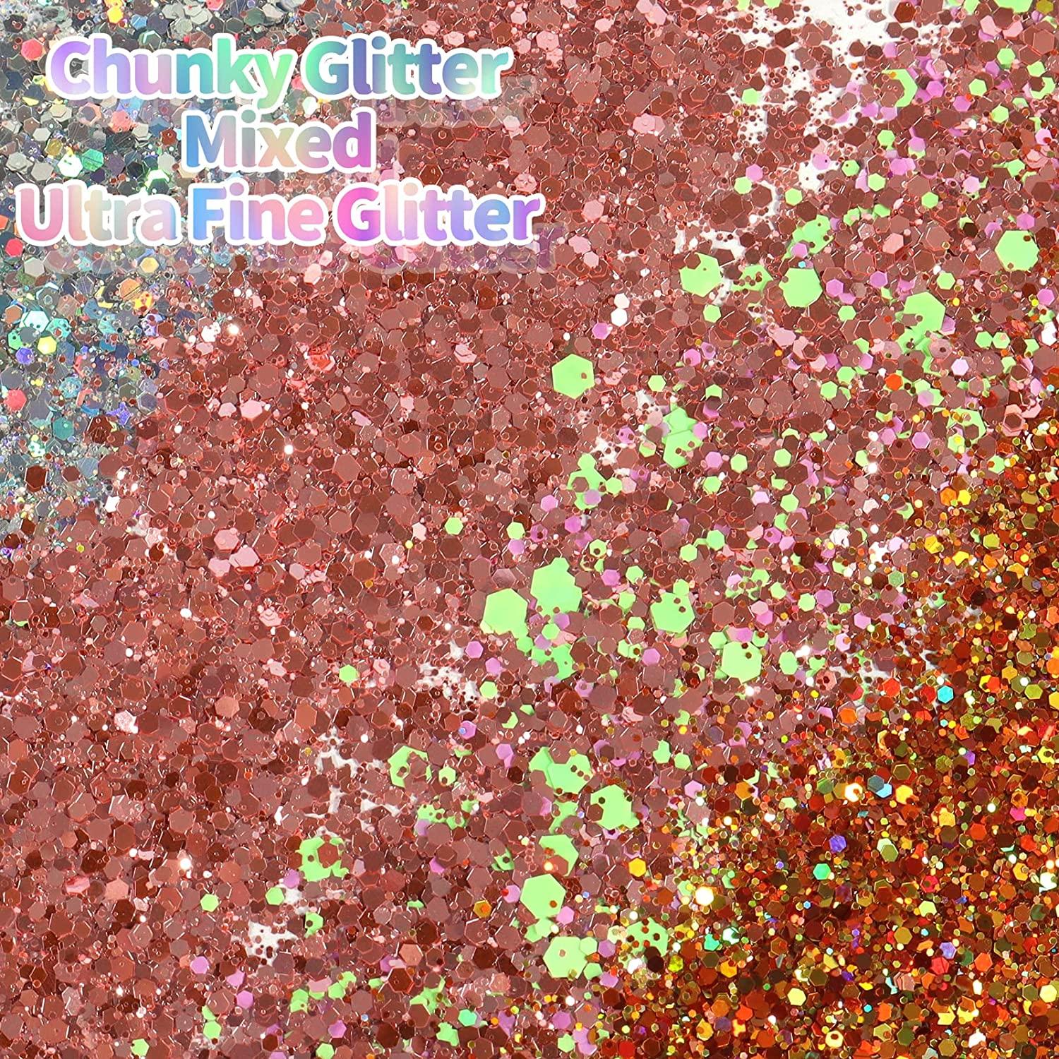  Laza 12 Colors Glitter Nail Art Acrylic Nails Powder Mixed  Sequins Iridescent Flakes Ultra-Thin Paillette Sparkles Tips Chunky Box  120g for Face Eyes Body Hair Crafts Tumblers - Mermaid Princess 