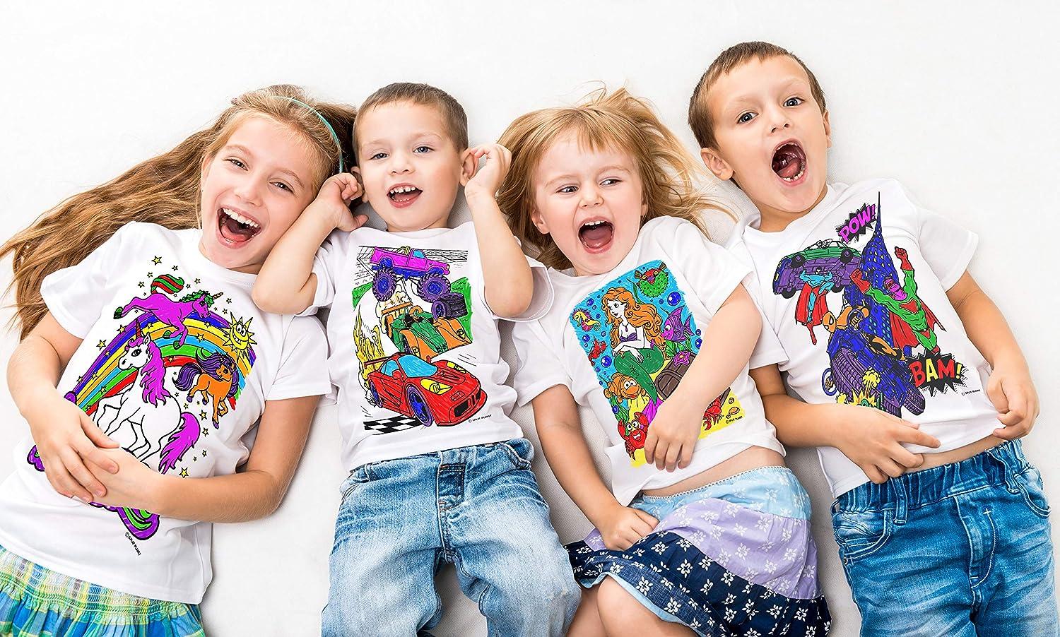 Splat Planet T-Shirt Da Colorare Per Bambini Con Fenicottero - 9-11 Anni - Include 6 Pennarelli Magici Lavabili E Atossici