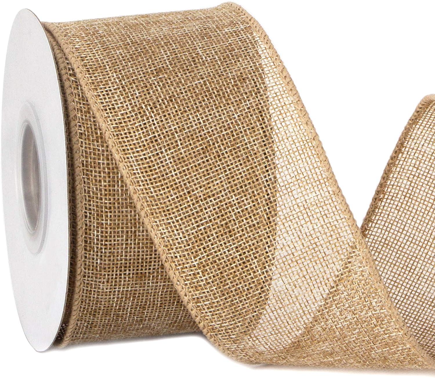 2 Red Wired Burlap Ribbon - 10 Yards