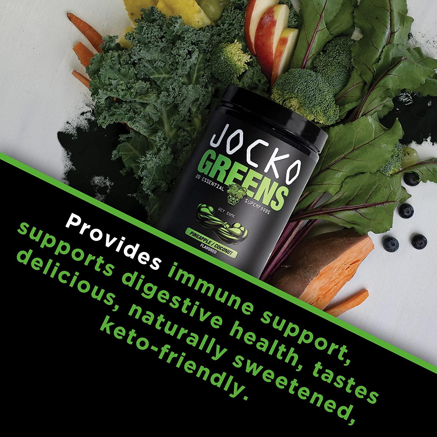  Jocko Greens Powder - Organic Superfood Supplement - KETO  Friendly, Probiotics, Digestive Enzymes, Spirulina, Chlorella, Wheat Grass,  Vitamin A, Monk Fruit Sweetened - Responsibly Sourced- 30 Servings : Health  & Household
