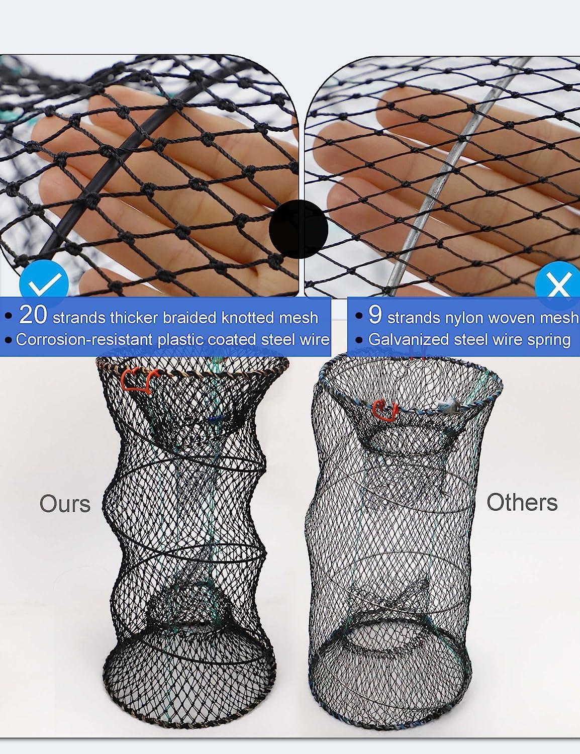 Hlotmeky Crab Trap Minnow Trap Fishing Bait Traps with 10m Hand Rope,  Folded Lobster Crawfish Fishing Net Trap