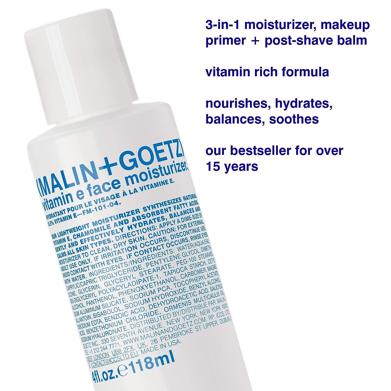 Malin + Goetz Vitamin E Face Moisturizer 4.0 Fl Oz (Pack of 1)