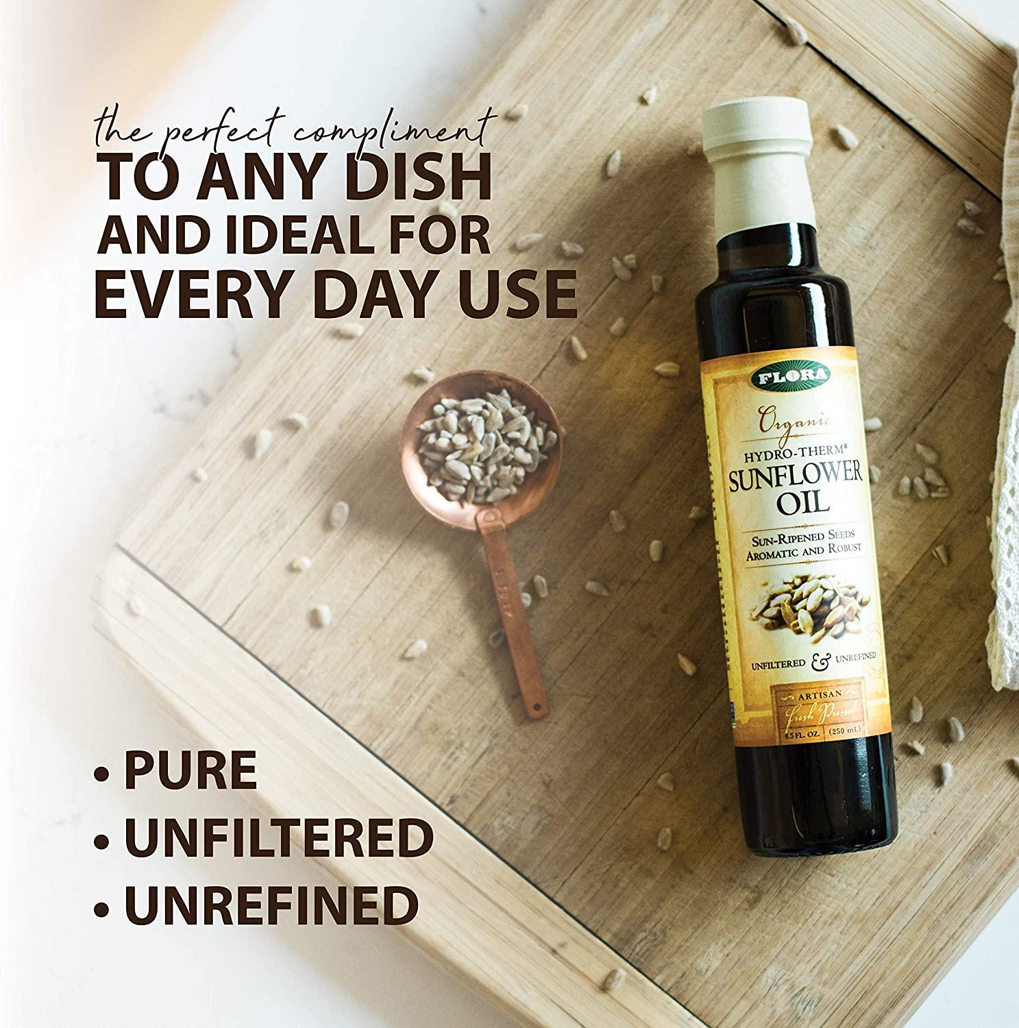 Flora Sunflower Oil, HydroTherm Extraction, Organic, 8.5 Fl Oz