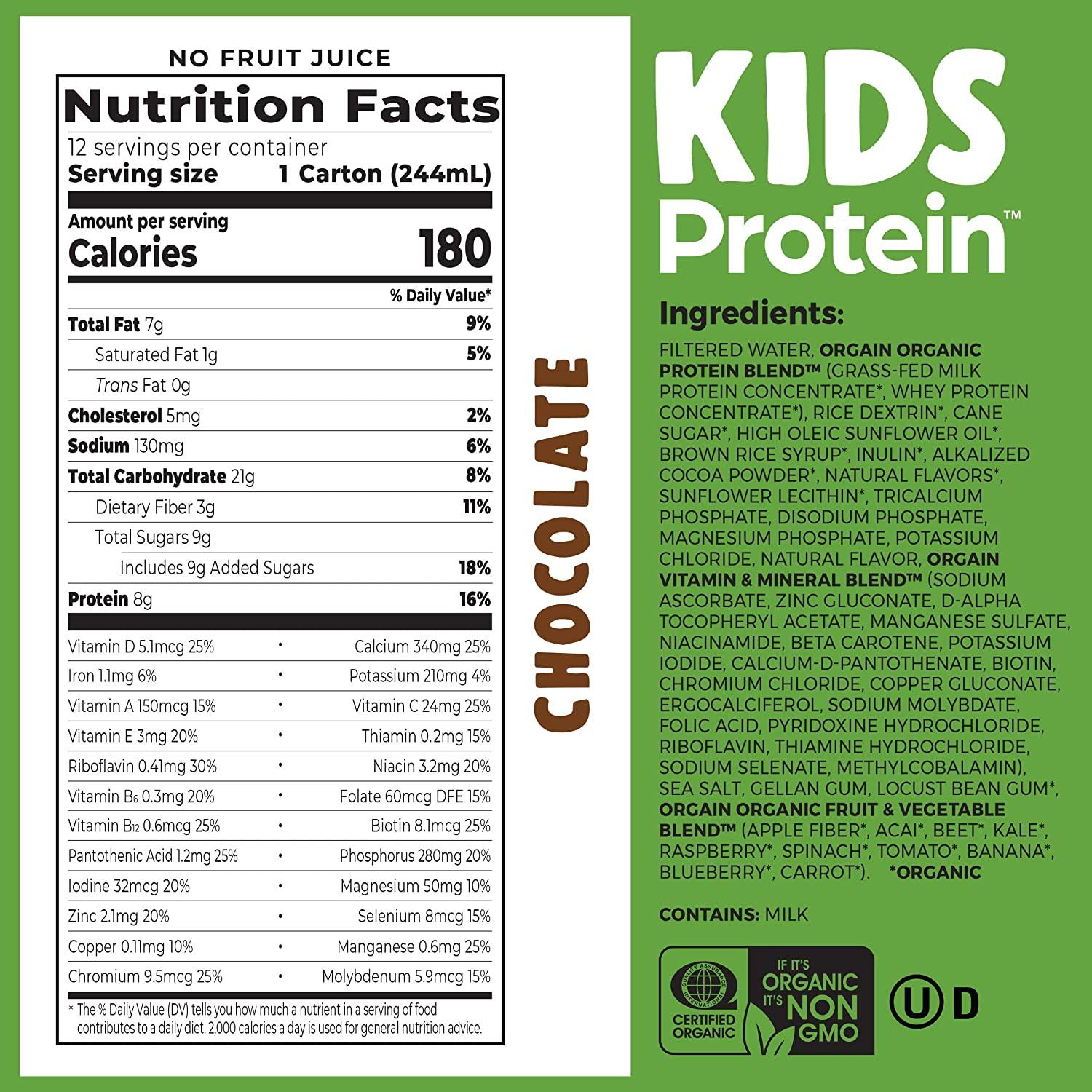 Orgain Organic Nutrition Shake - Chocolate Kids - 8.25 fl oz - Case of 12