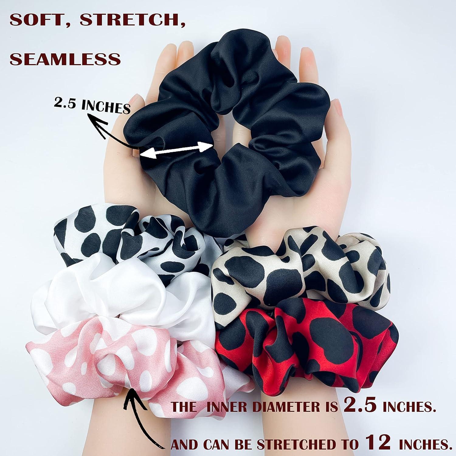 Firecolor Large Satin Silk Scrunchies Hair Ties Pack Neutral