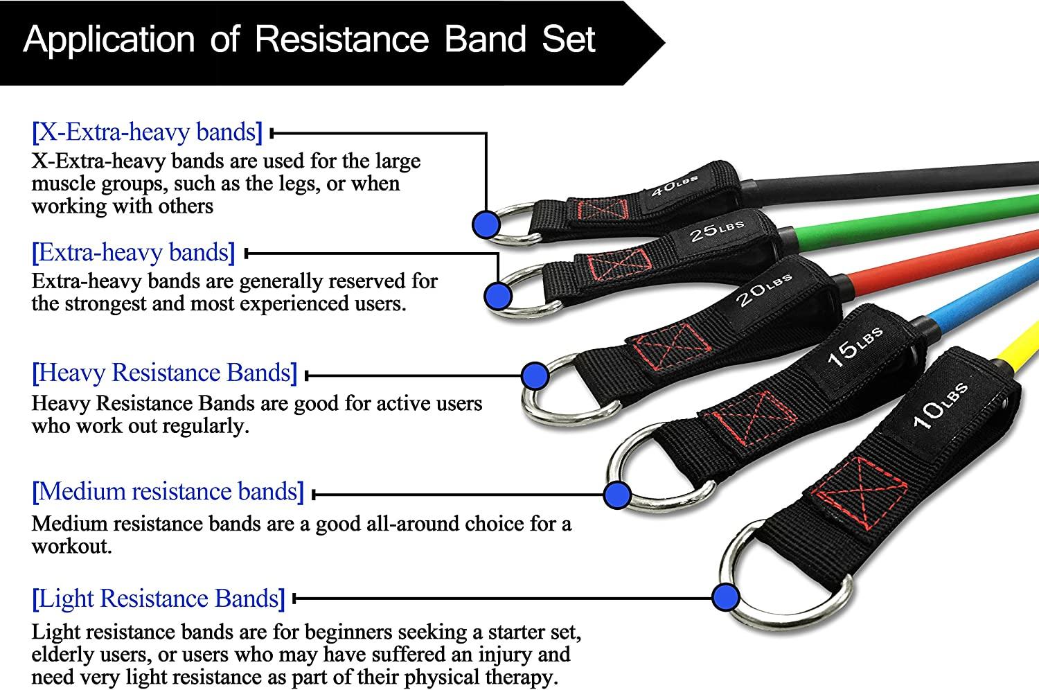 TheFitLife Exercise Resistance Bands with Handles 5 Fitness Workout Bands Stackable up to 110