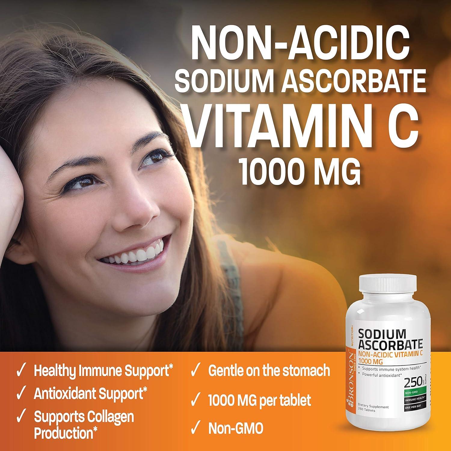 Sodium Ascorbate Non Acidic Vitamin C 1000 Mg Tablets Gentle On The