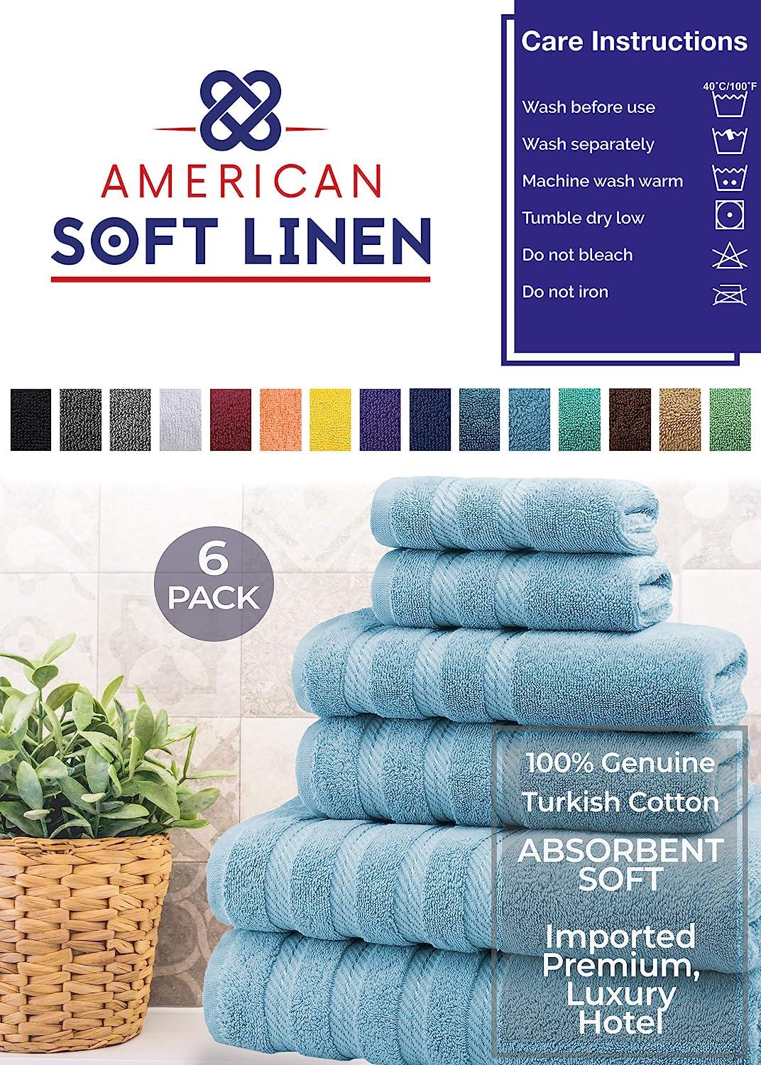 American Soft Linen 100% Turkish Carde Cotton 6 Piece Towel Set