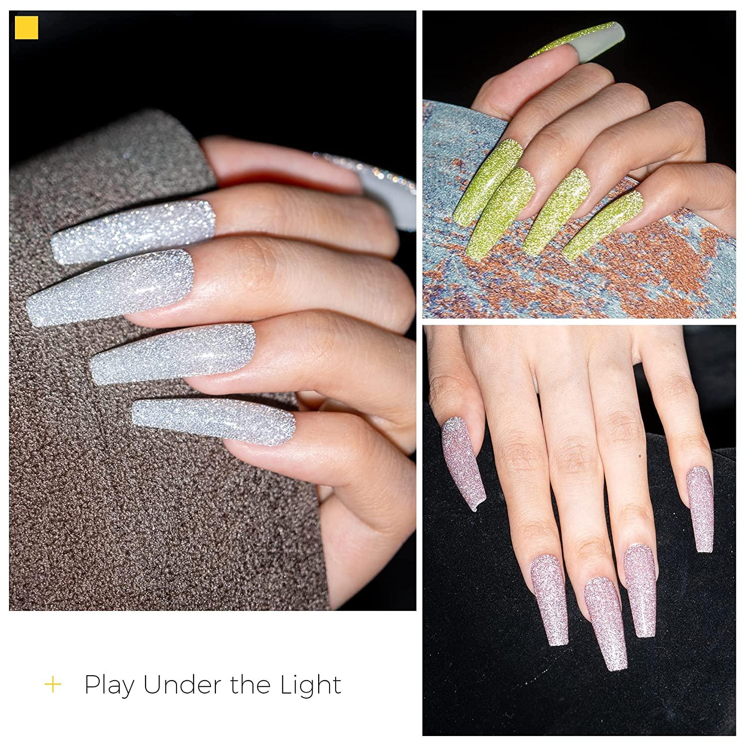 BURANO Reflective Glitter Gel Polish, Rose Blue Purple Silver