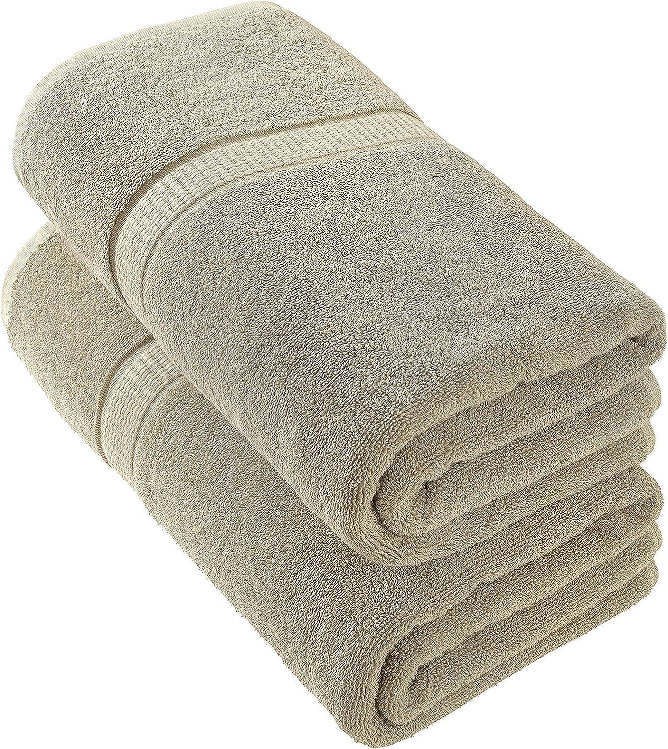 Oakias 2 Pack Luxury Bath Sheets Beige 35 x 70 Inches Highly Absorbent &  Soft 600 GSM Extra Large Bath Towels Beige 2