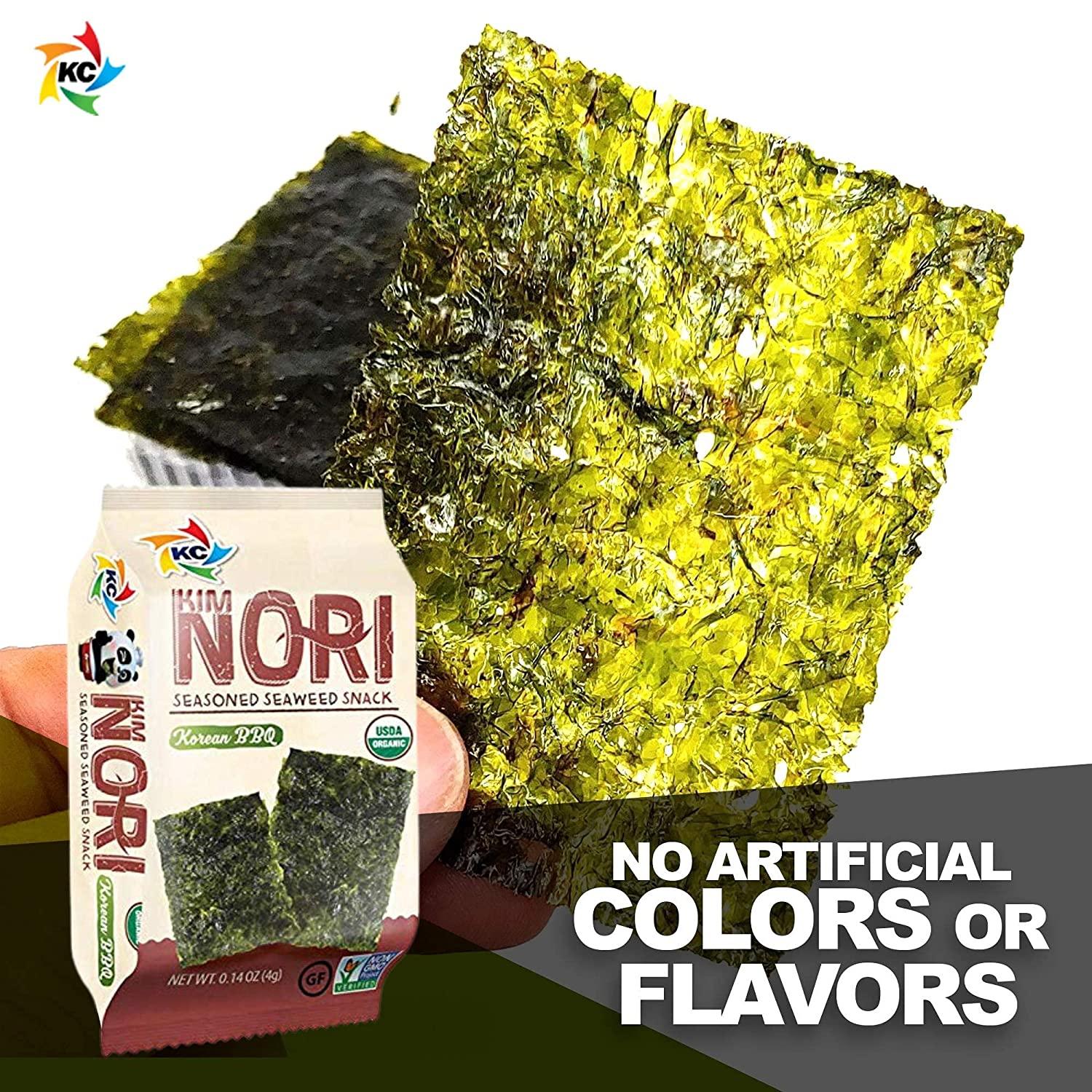 KIMNORI Seasoned Seaweed Snacks Sheets Organic Korean BBQ Flavor 12