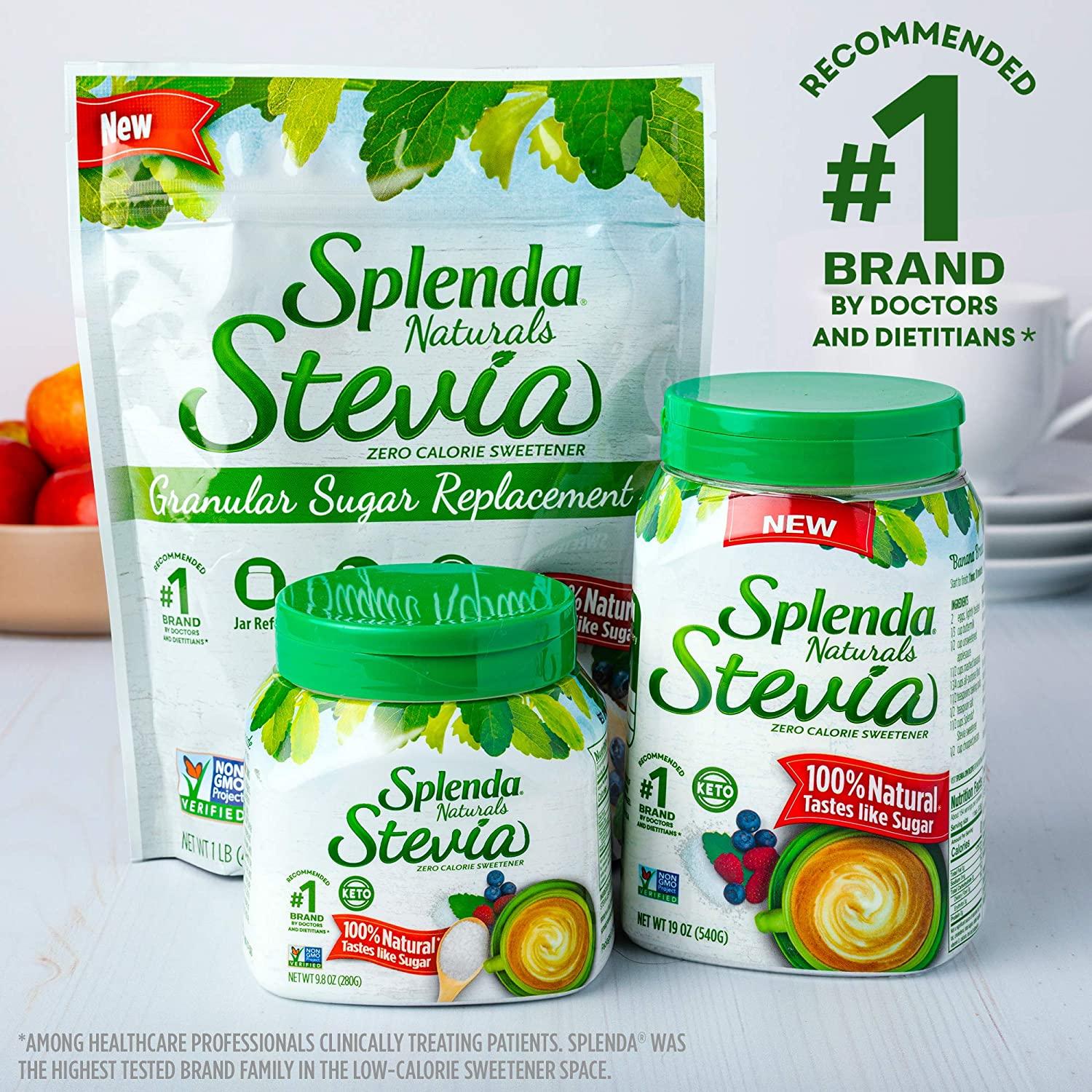 SPLENDA Naturals Stevia Zero Calorie Sweetener Refill 16 oz Jar