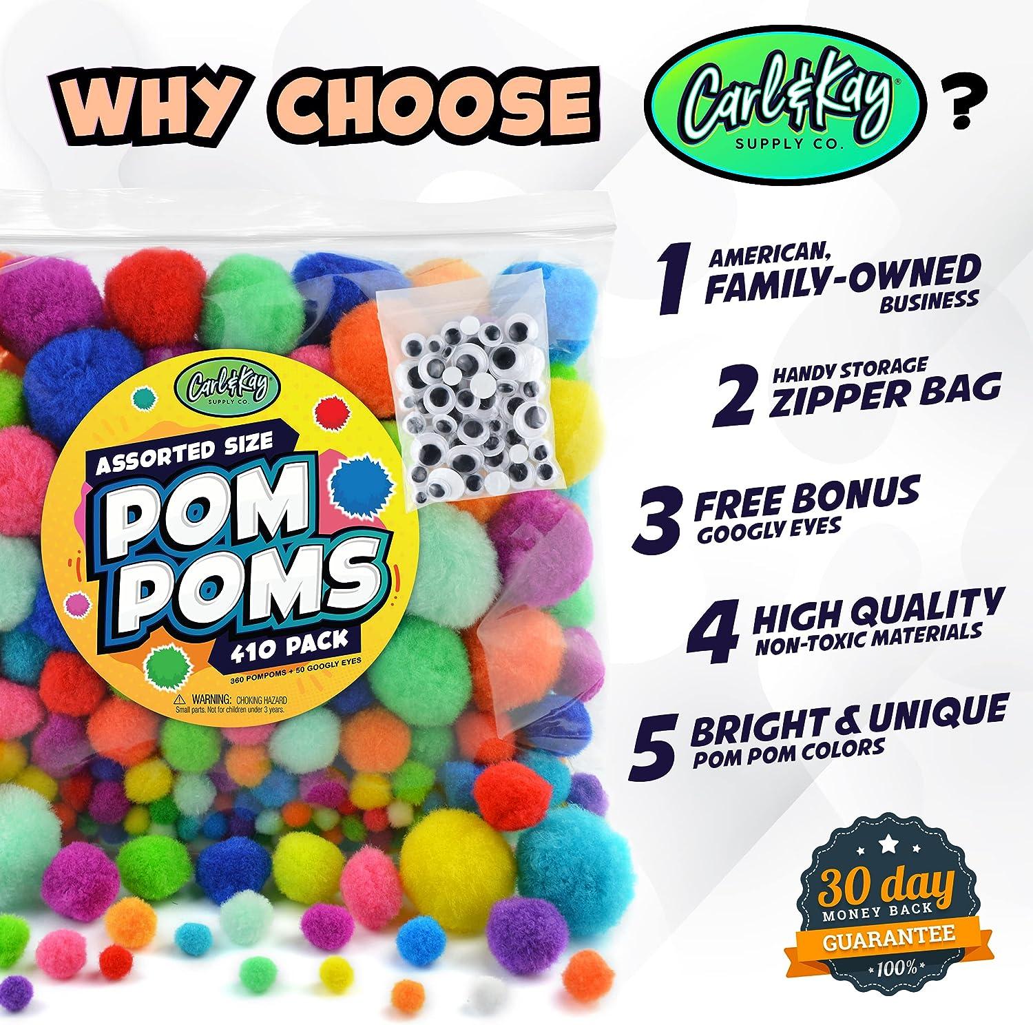 410 Pieces - Jumbo Pom Poms Balls for Craft Supplies - 360