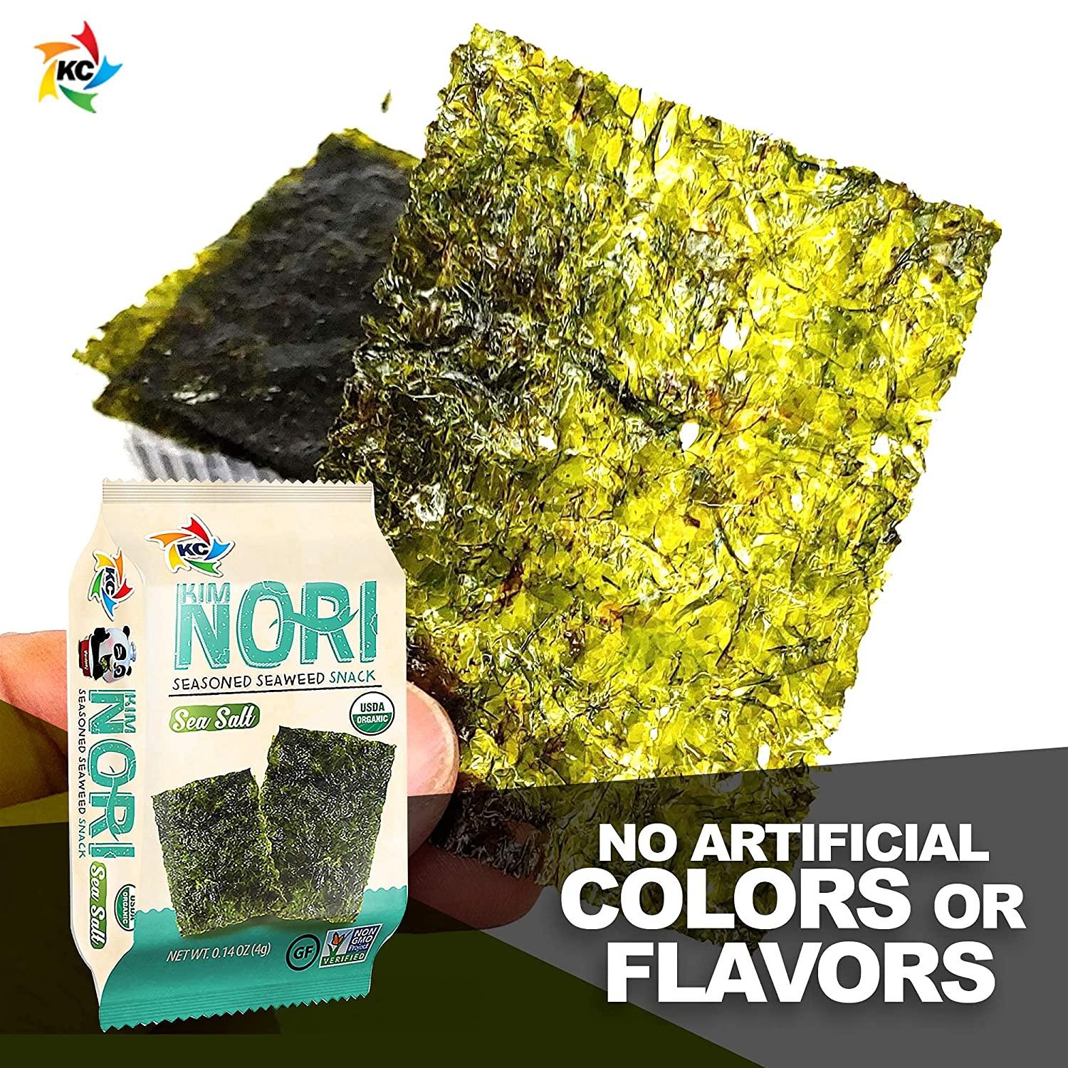 KIMNORI Seasoned Seaweed Snacks Sheets Organic Sea Salt Flavor 24