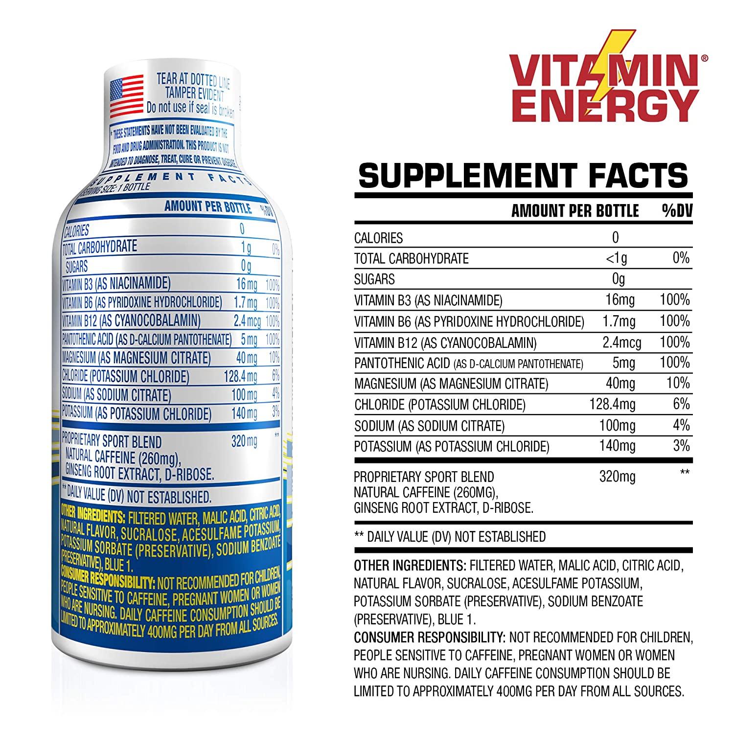 Vitamin Energy Sport+ Blue Raspberry Energy Drink Shots 1.93 Fl Oz 24 ...