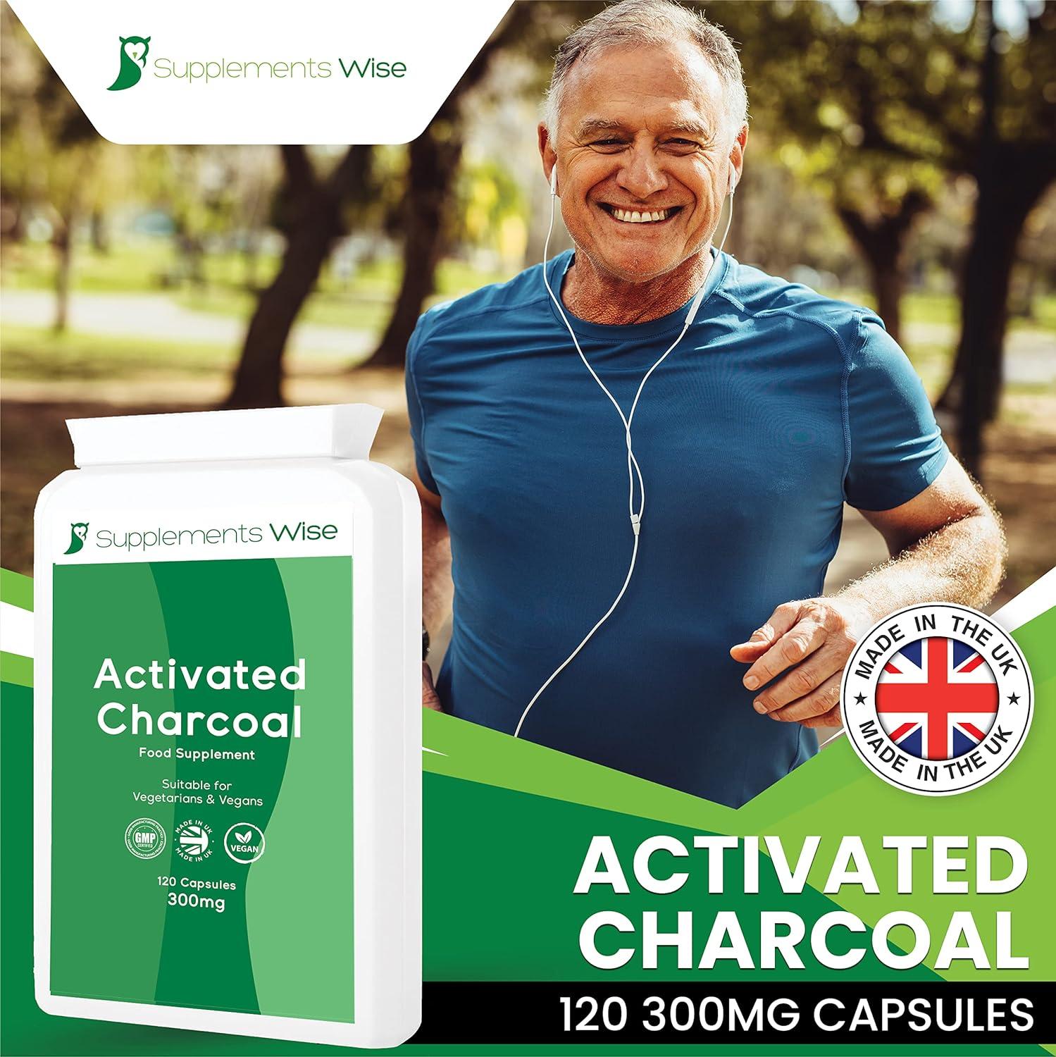 120 x 300mg Activated Charcoal Capsules for Flatulence Relief Pure Coconut Charcoal Tablets