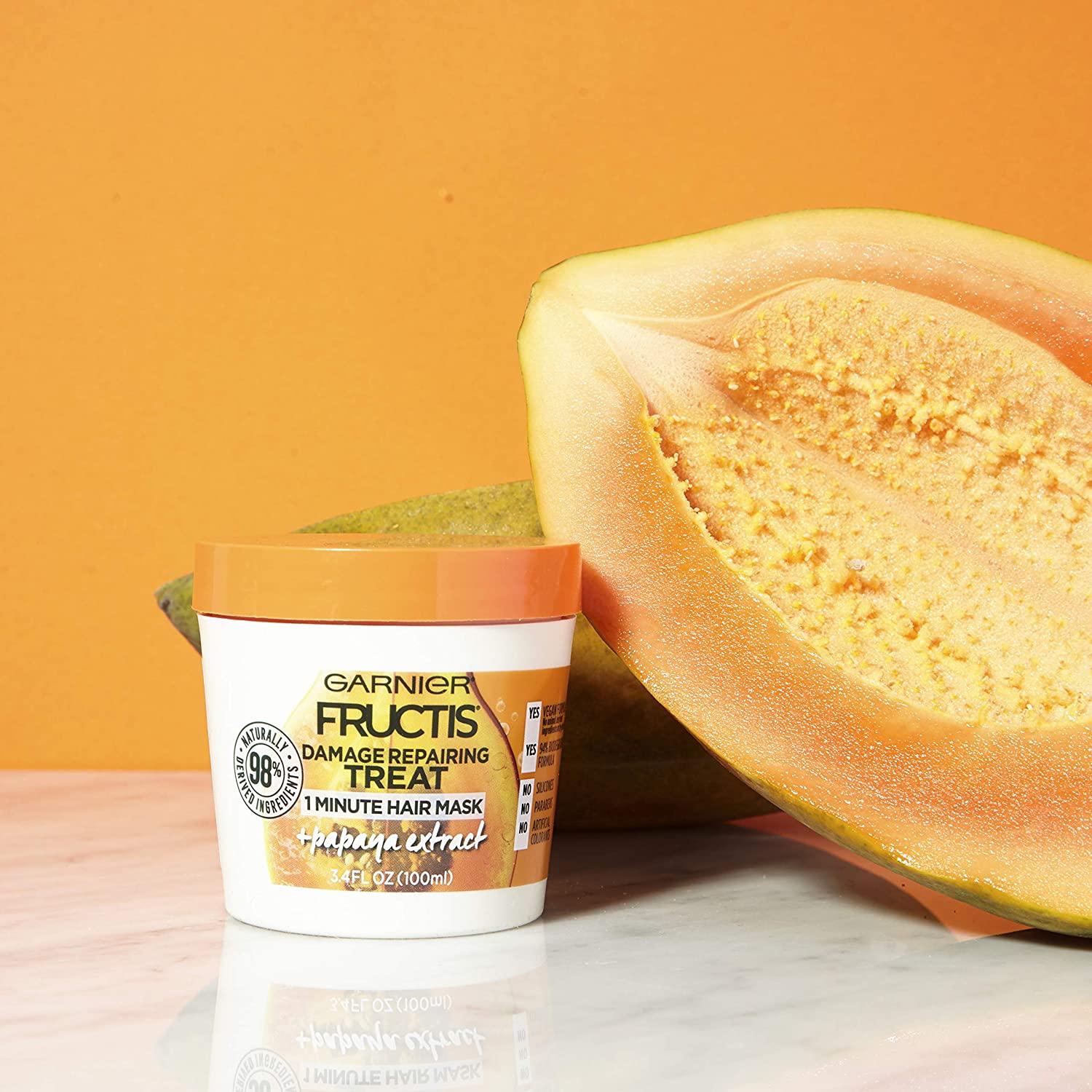Garnier Fructis Damage Repairing Treat 1 Minute Hair Mask + Papaya Extract   fl oz (100 ml)