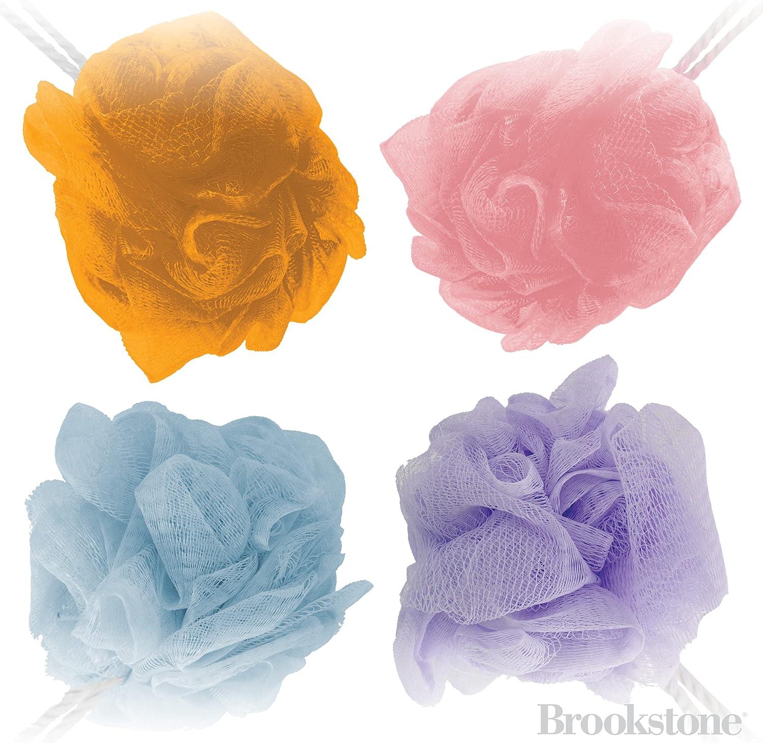 BROOKSTONE MultiColoured 4 Pack Soft Shower Loofah Sponge Gentle Body