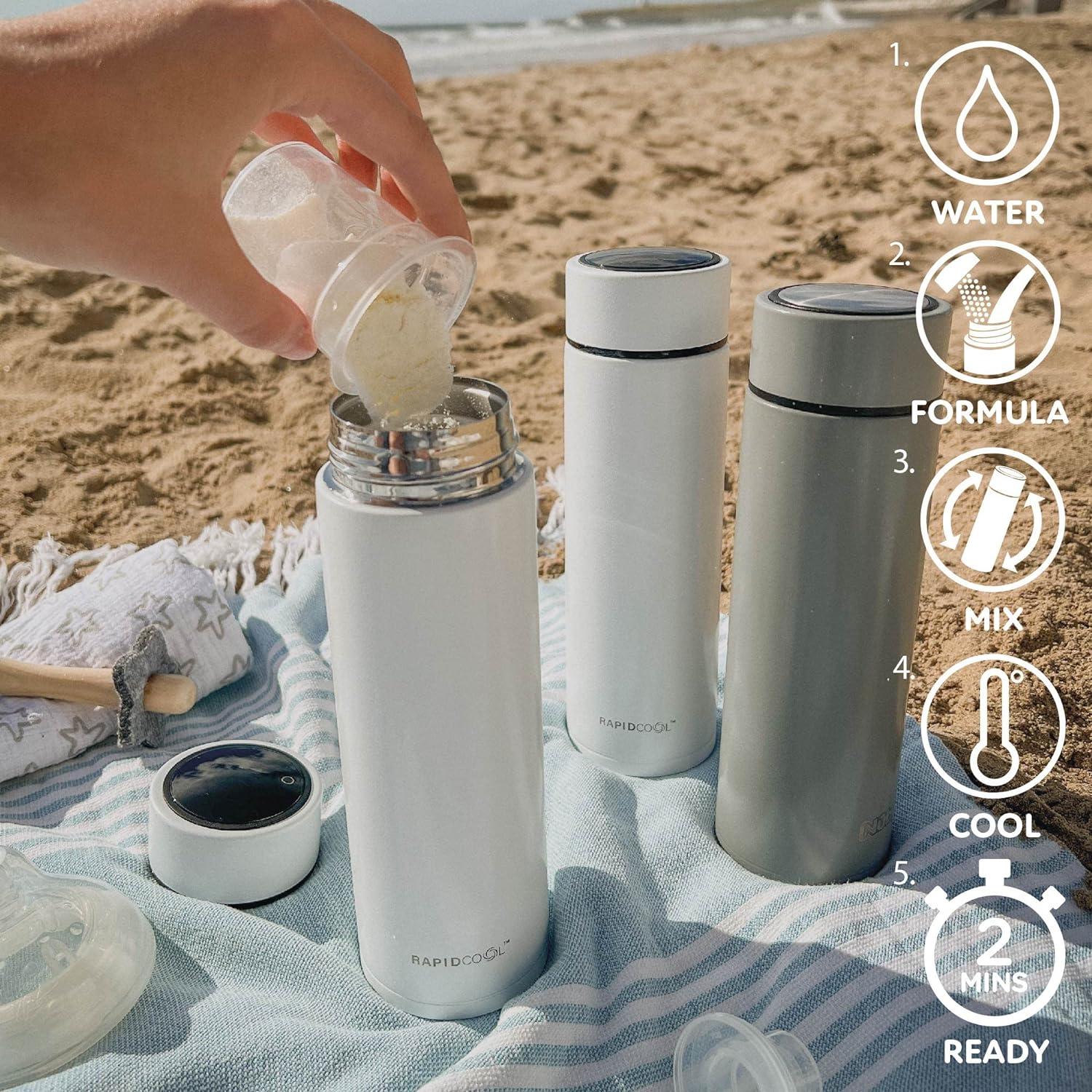 Nuby RapidCool - Prepara Il Latte In Polvere In 2 Minuti, Portatile, Senza Fili, Con Dispenser, Bianco - Foto 5