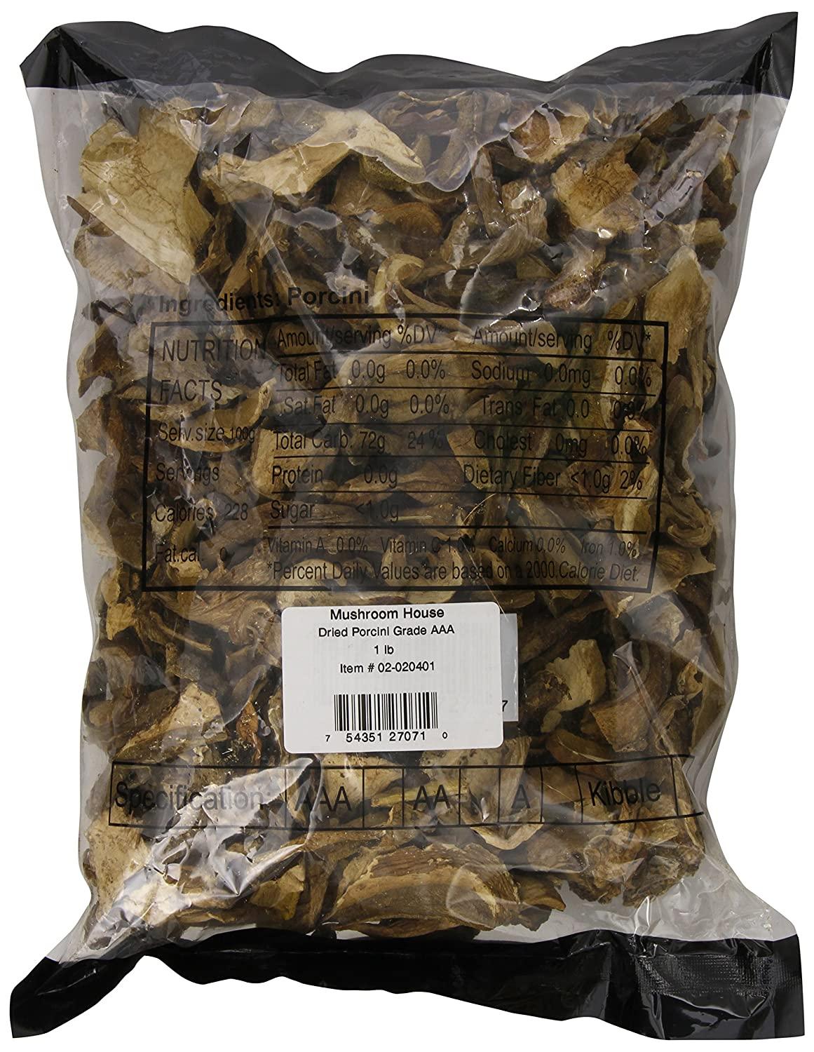 Mushroom House Dried Porcini Mushrooms Grade AAA Premium, 1 Pound New Crop