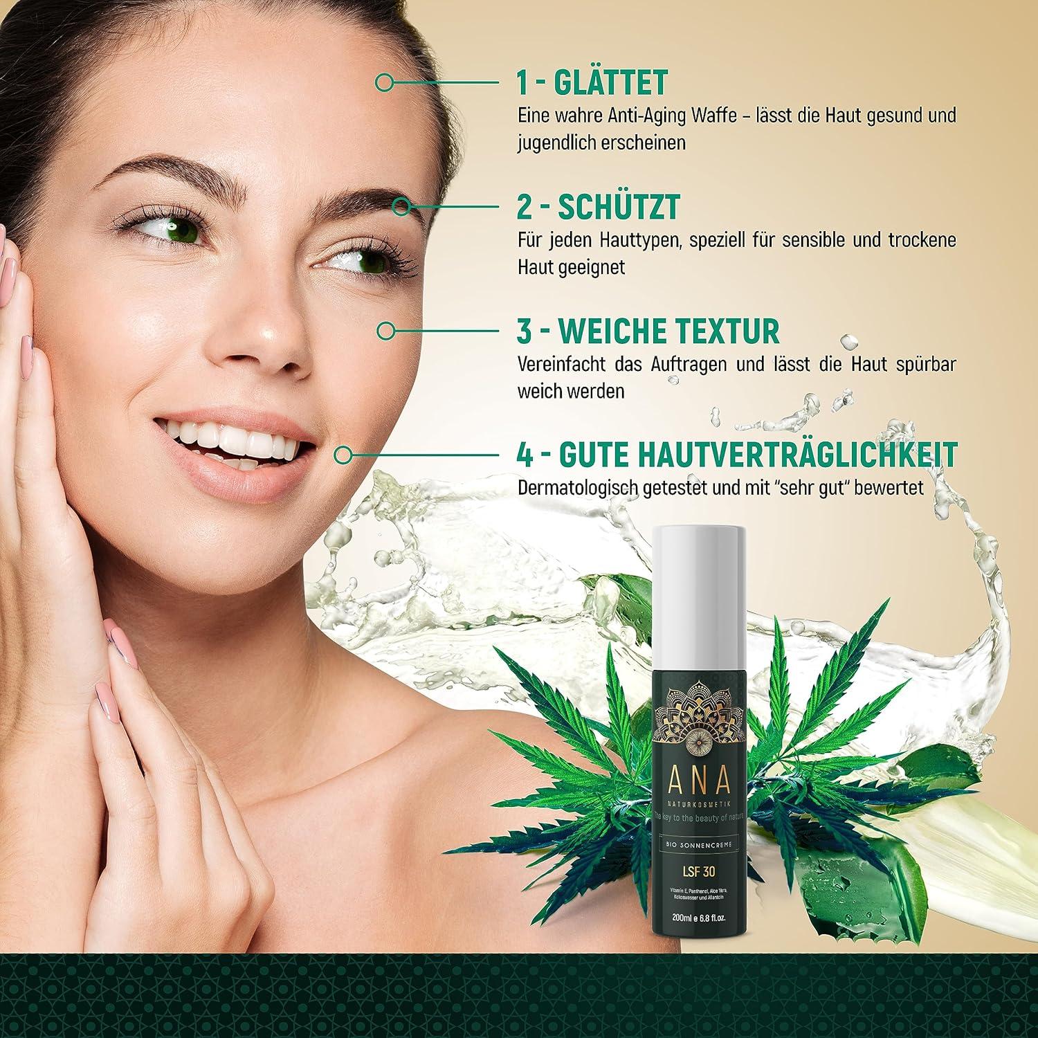 ANA Naturkosmetik Sun Protection Lotion LFS 30 Unique Moisturising Sun  Cream Based on Aloe Vera Direct Juice and Jojoba Oil Organic UV Filter  Complex 200 ml - Made in Germany | Buy