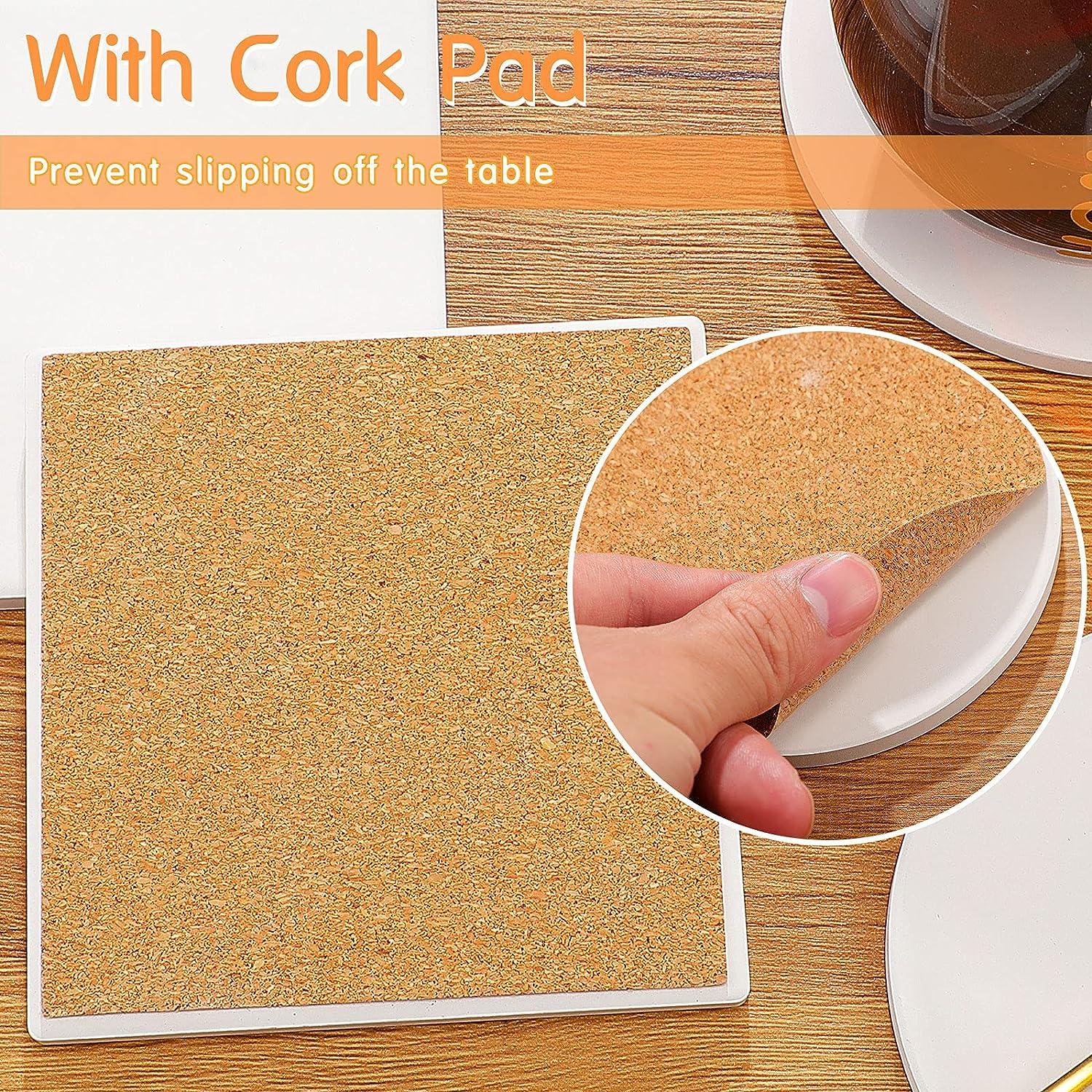 Round Unglazed Ceramic Tiles with Cork for Crafts, DIY Coasters (4, Set of  12)