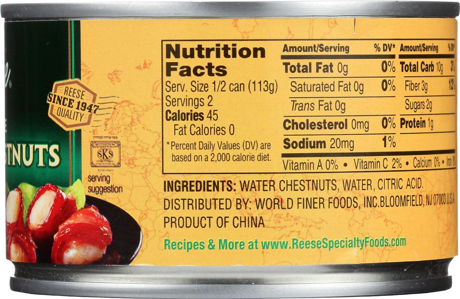 Reese Water Chestnuts Whole Case of 24 8 oz