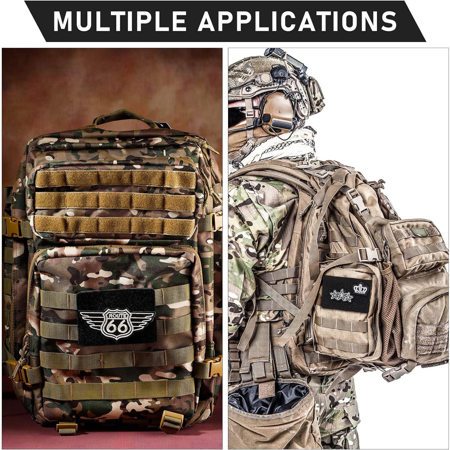 3 Pieces Molle Patches Attachment Tactical Patch Display Board Black Molle  Patches for Backpacks Military Army Patches Hook and Loop Visor Cover(3  Columns Style)